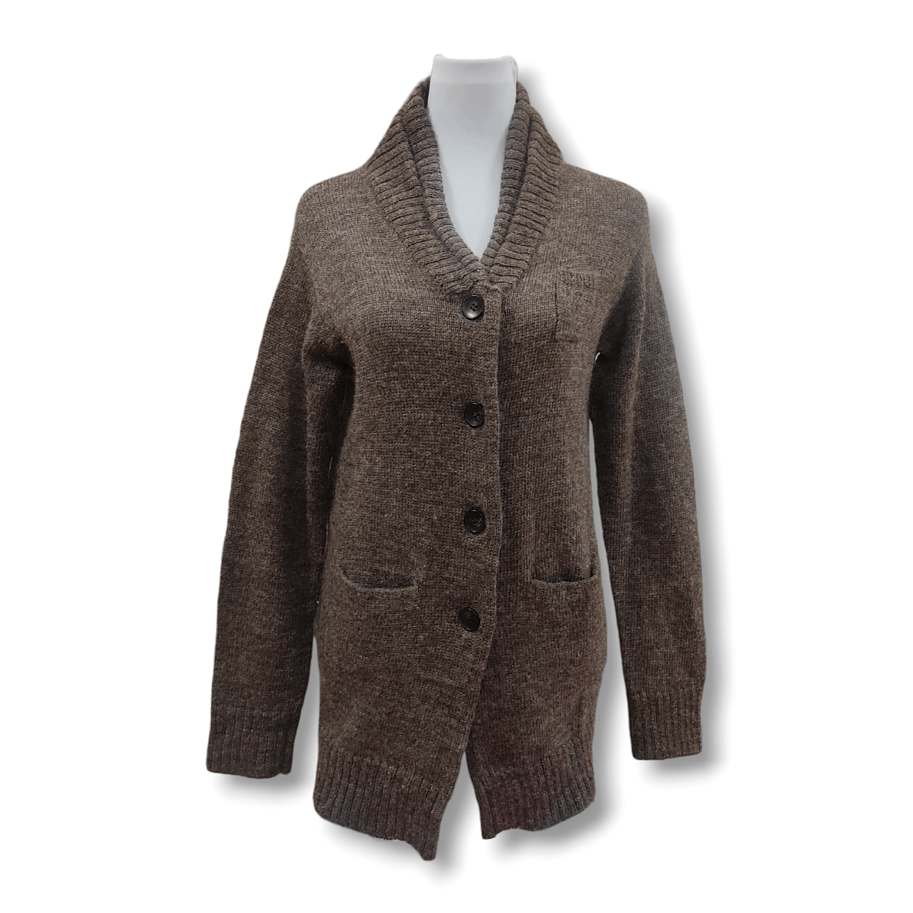 image of Frapbois Wool Buttons Up Cardigan Sweater in Brown, Women's (Size Medium)
