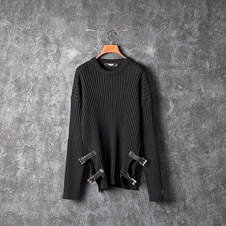 Versace VERSACE Leather Buckle Wool Crewneck Sweater - dmc Size US M / EU 48-50 / 2 - 1 Thumbnail