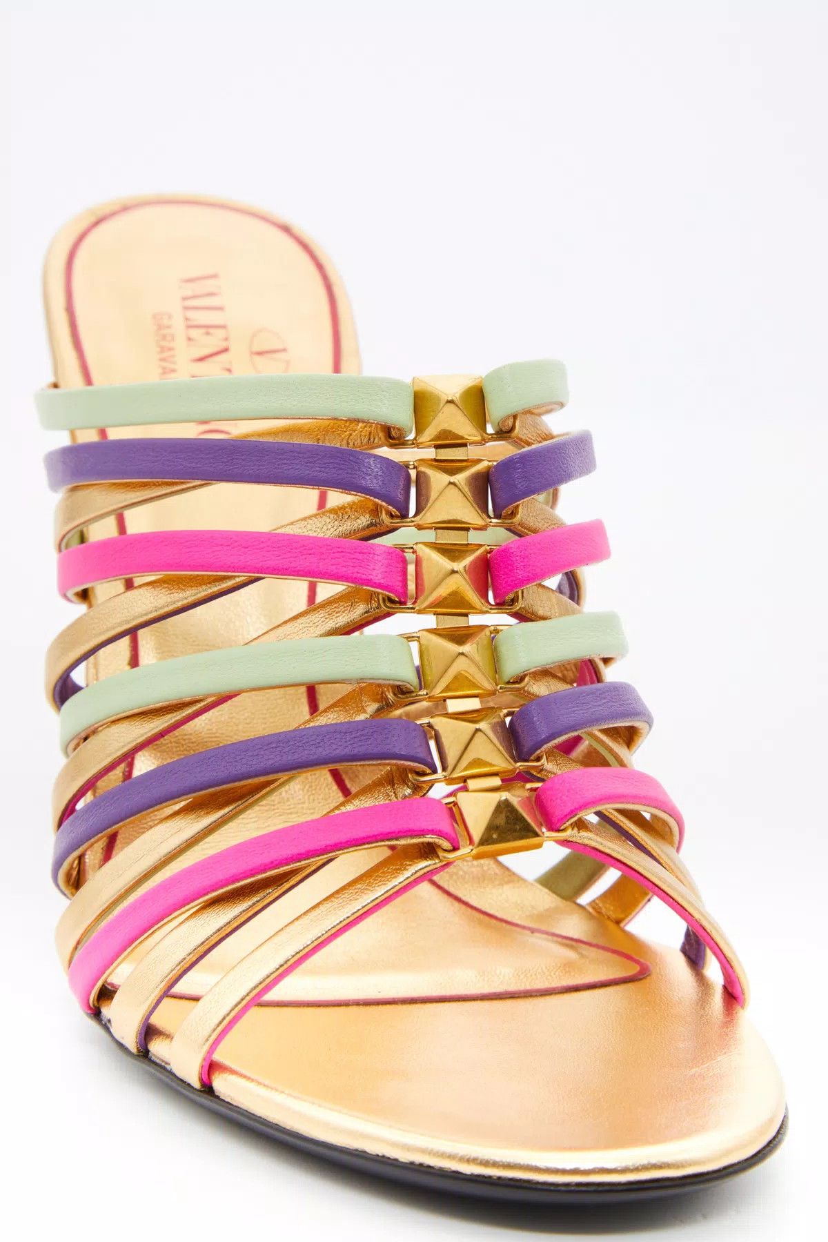 Valentino o1s1wg111125 Strappy 100mm Stiletto Mules in Multicolor Size US 7.5 / IT 37.5 - 2 Thumbnail