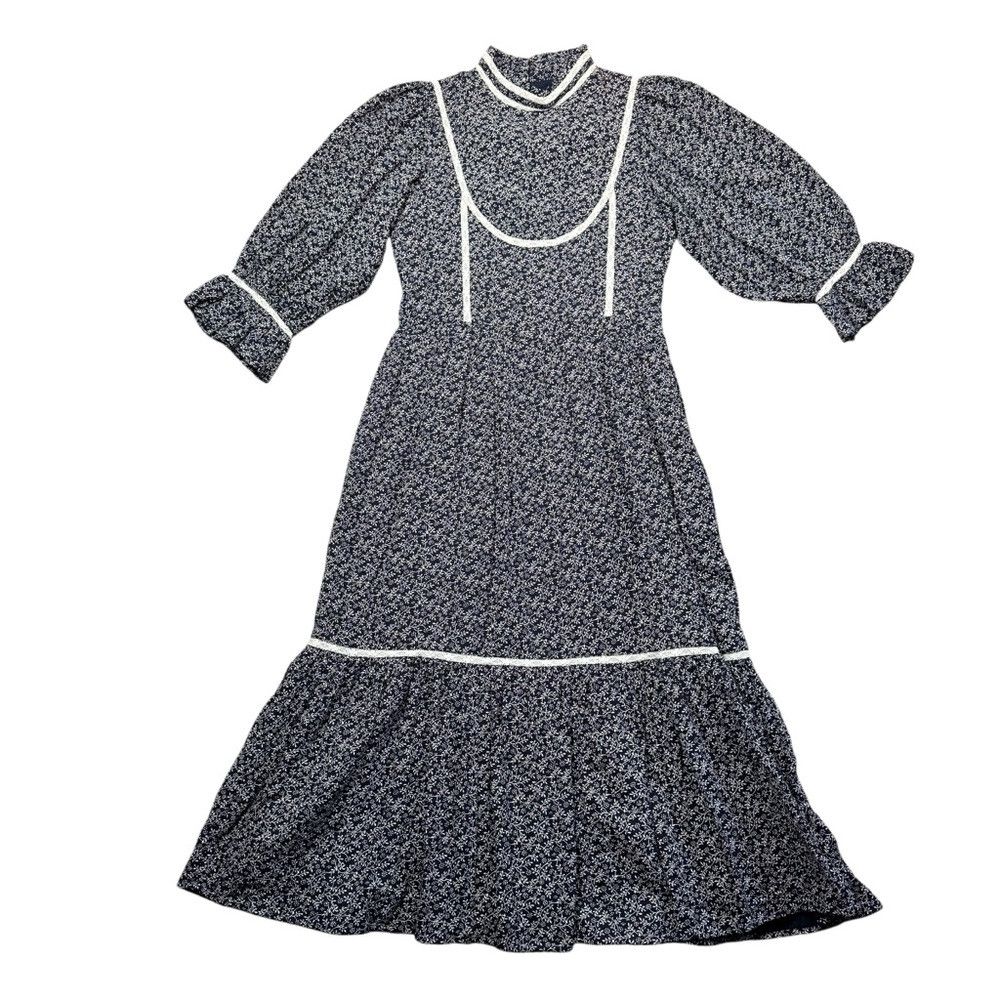 Anthropologie NWT New $269 Anthropologie Meadows Amaryllis Floral Navy Ma Size M / US 6-8 / IT 42-44 - 3 Thumbnail