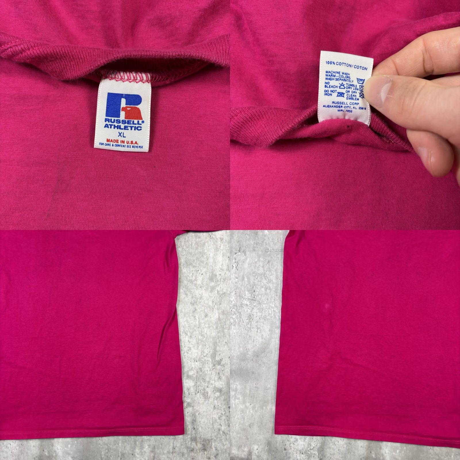 Russell Athletic VINTAGE Russell Athletic Pink Blank Pocket T Shirt Mens XL 80s Crew Neck Short Sleeve Cotton Size US XL / EU 56 / 4 - 9 Thumbnail