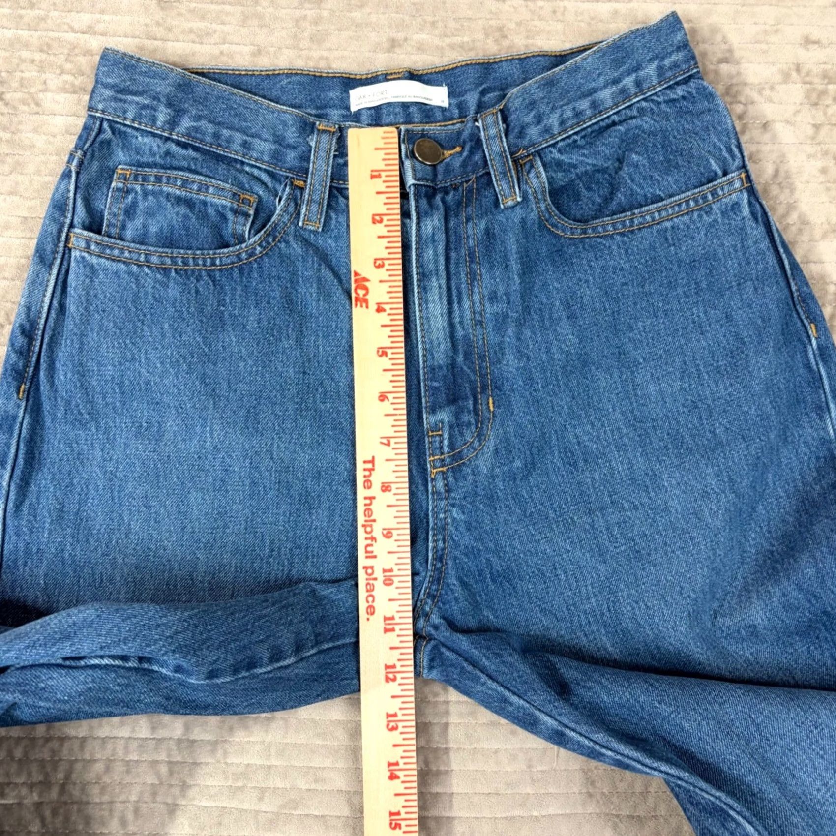 Oak + Fort Oak + Fort Jeans Wide-Leg High Waisted 27 Blue Slit 29in Inseam 100% Cotton Denim Women Size 27" / US 4 / IT 40 - 5 Thumbnail