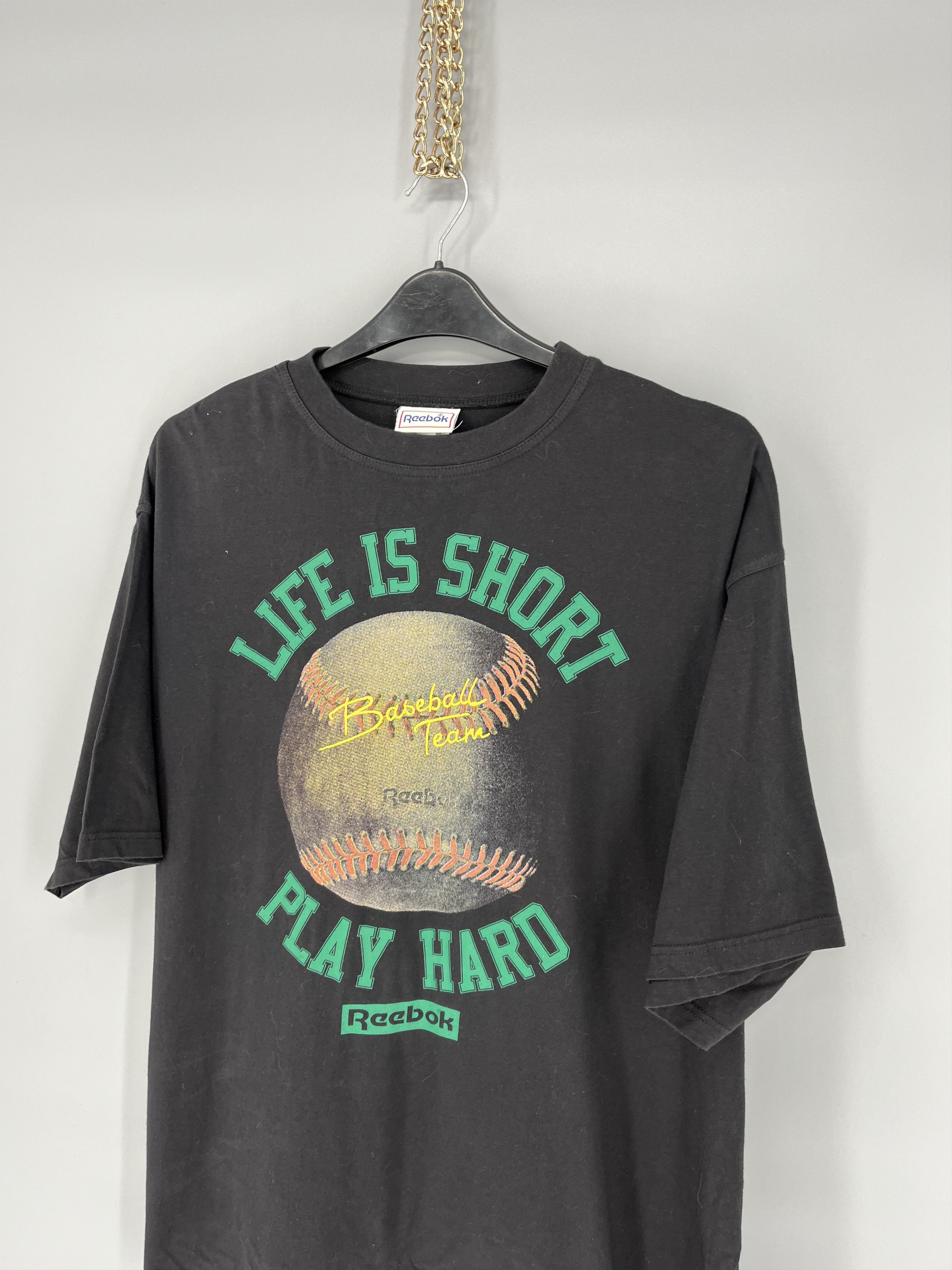 Reebok Vintage 90s Reebok ‘baseball “Life is short Play Hard” Size US XL / EU 56 / 4 - 5 Thumbnail