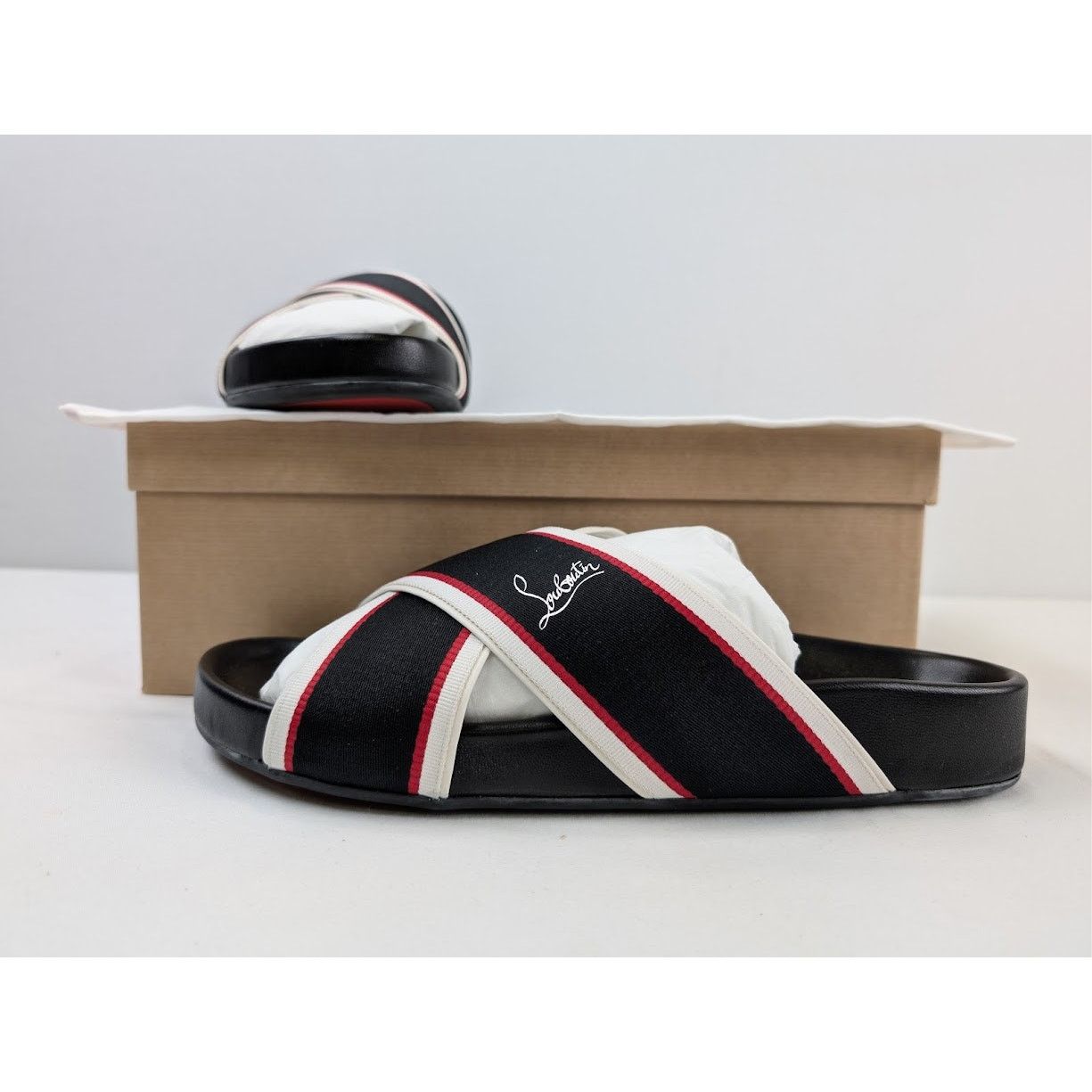 Christian Louboutin o1rshd1 Hot Cross Bizz Flat Slippers in Black/Multicolor Size US 10 / EU 43 - 21 Thumbnail