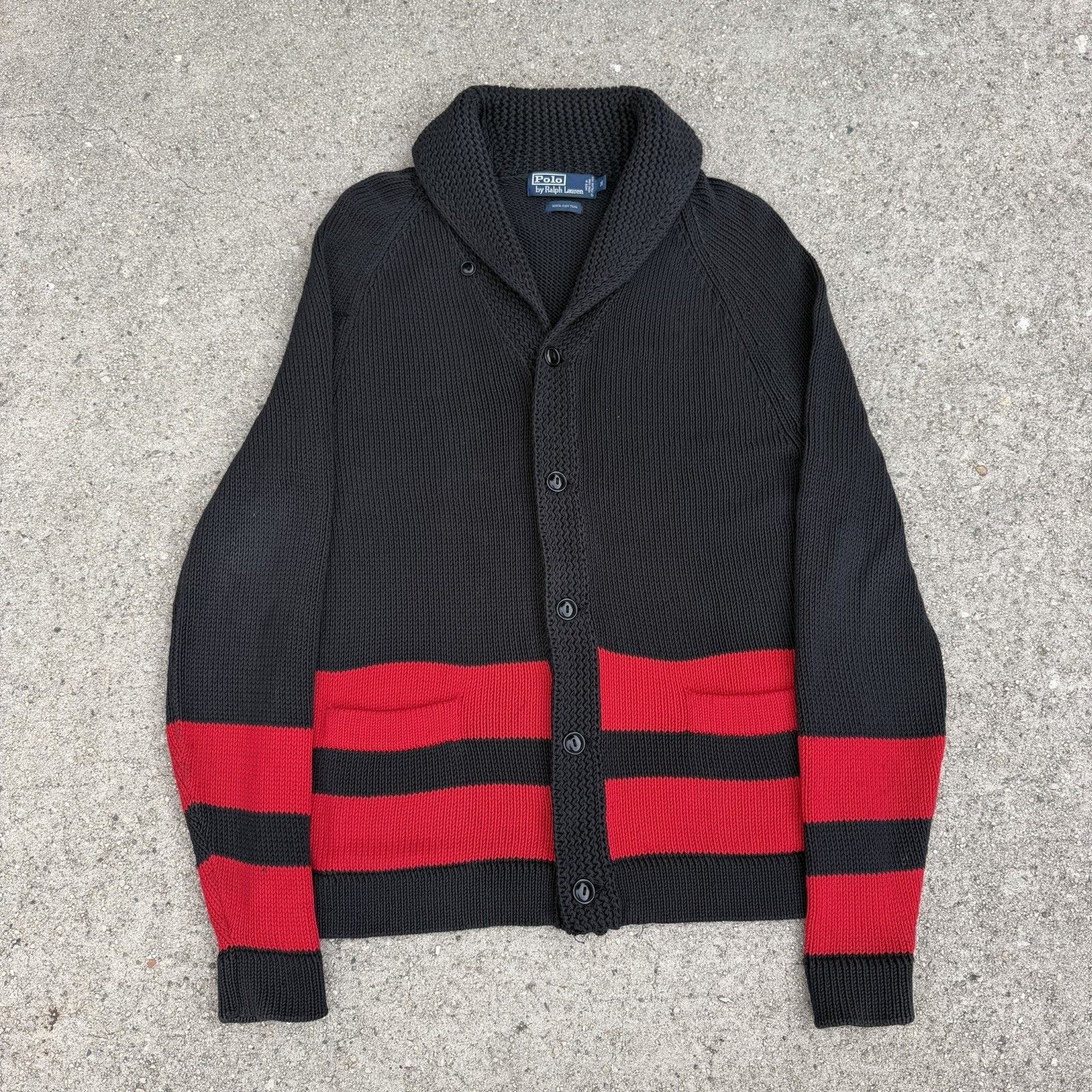Polo Ralph Lauren × Vintage Vintage 90s Polo Ralph Lauren Shawl Collar Cardigan Knit Size US M / EU 48-50 / 2 - 1 Thumbnail