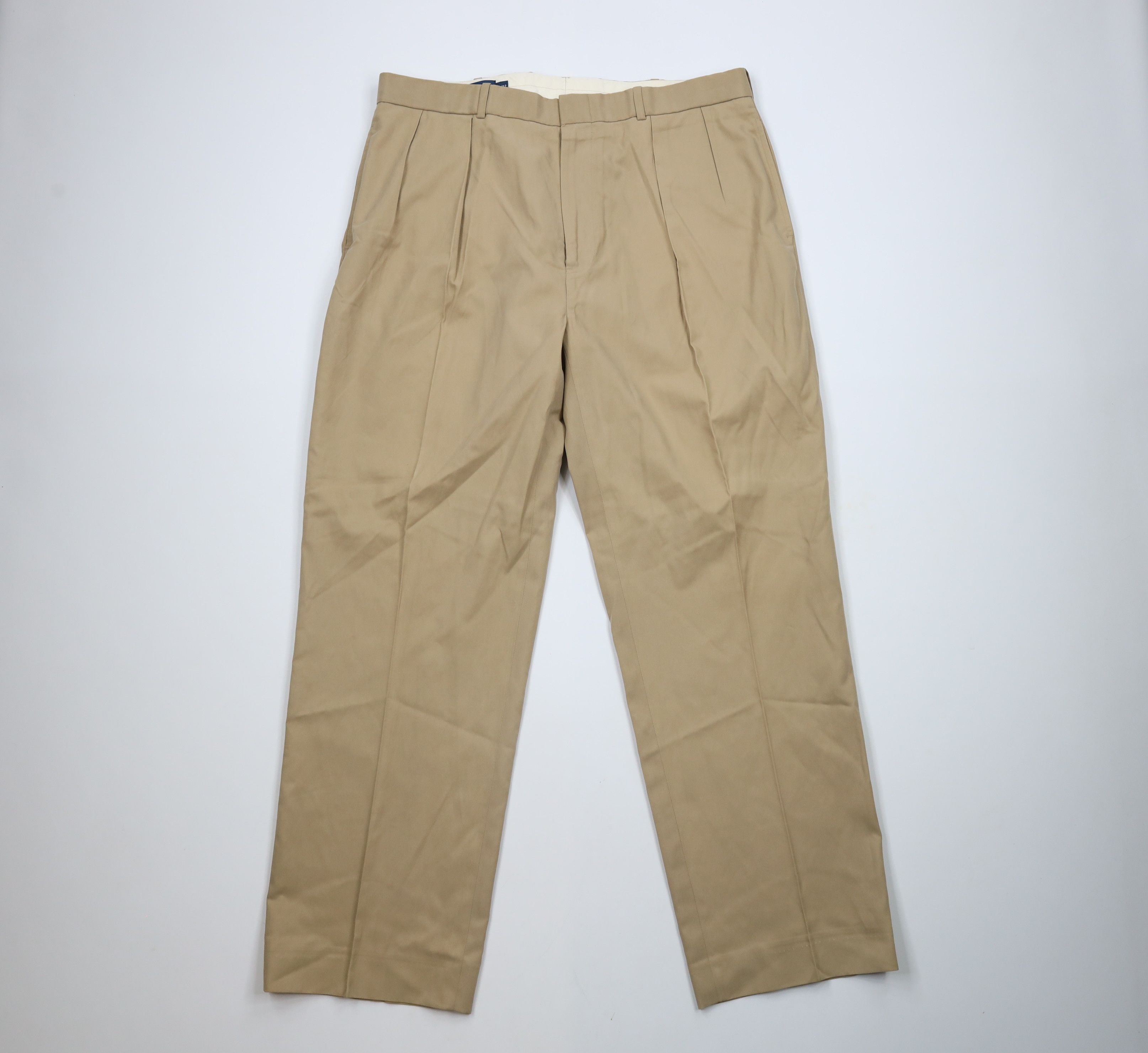 Ralph Lauren × Vintage Vintage 90s Ralph Lauren Blend Wide Leg Chino Pants Beige Size US 38 / EU 54 - 1 Thumbnail