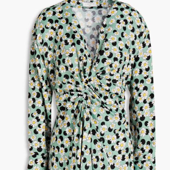 Sandro Dress Polka dot Floral Ruched Pleated back Partially ela Size M / US 6-8 / IT 42-44 - 2 Thumbnail