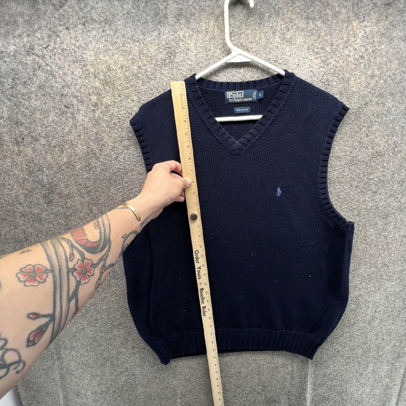 Polo Ralph Lauren Polo Ralph Lauren Sweater Vest Mens Large Blue 100% Cotton V Neck Pony Logo Vest, Knit, Solid, Casual, Fall Mens L Size US L / EU 52-54 / 3 - 3 Thumbnail
