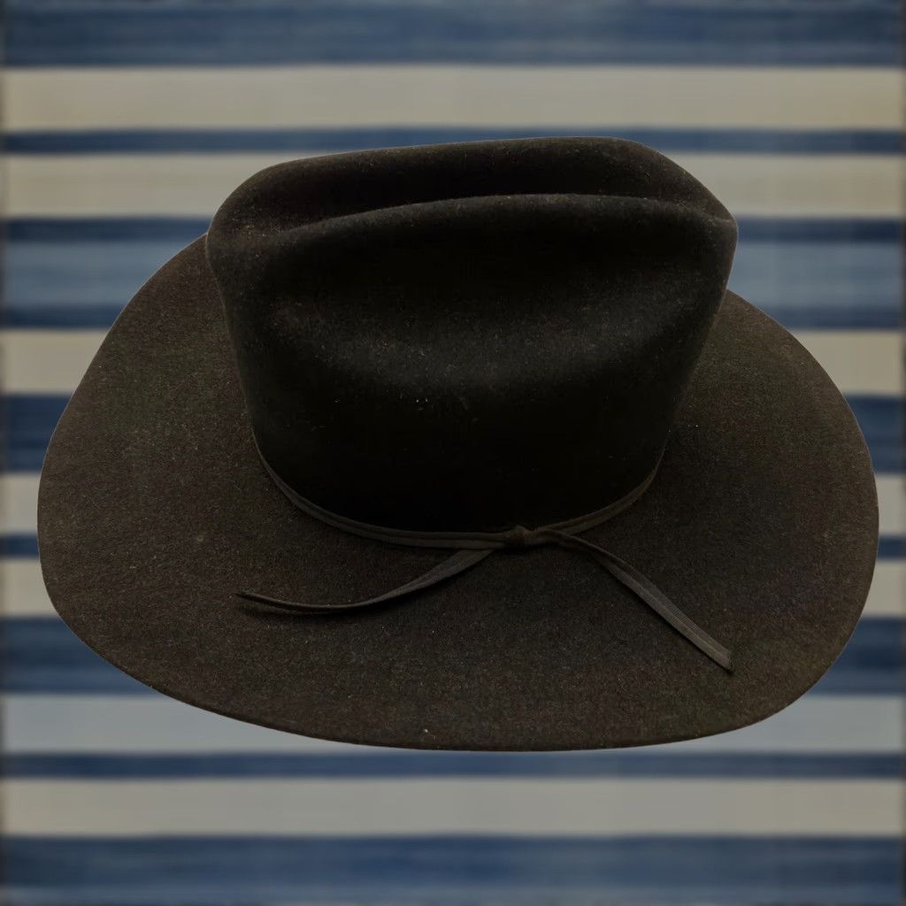 Vintage VINTAGE Resistol 4X Beaver Rancher Quarter Horse Cowboy Hat Black 6-7/8 L Mens Cowboy Hat Size ONE SIZE - 1 Thumbnail