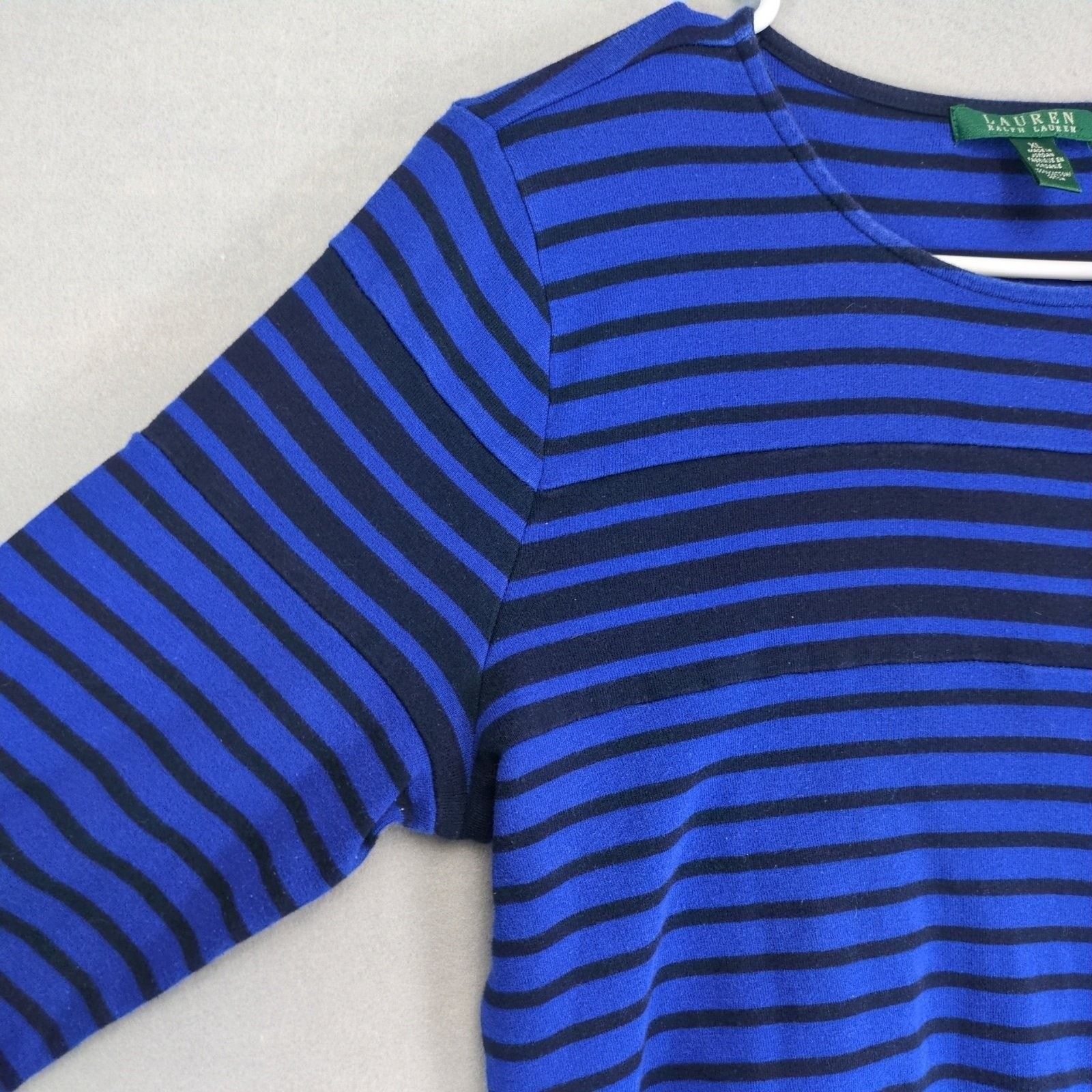 Lauren Ralph Lauren LRL Ralph Lauren Women's XL Blue Black Striped Top Size XL / US 12-14 / IT 48-50 - 5 Thumbnail