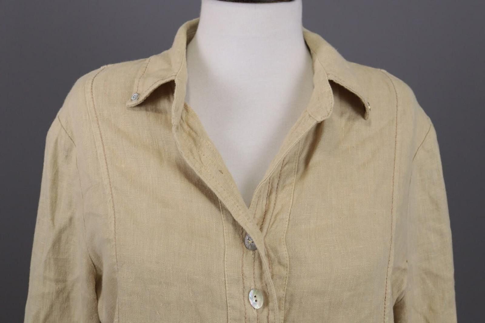 Designer Elisa Cavaletti Beige Linen Lagenlook Shirt Blouse Tunic Size M / US 6-8 / IT 42-44 - 2 Thumbnail