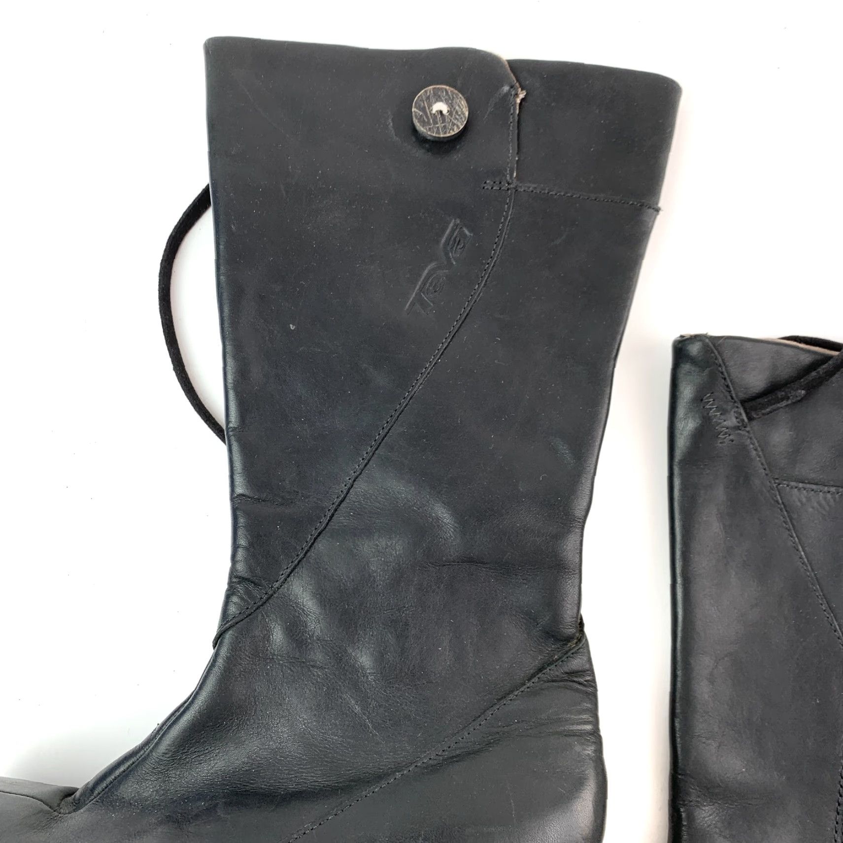 Teva Teva Women's Leather Mid-Calf Riding Boots Black US 6 EU 37 Side Zip Button Boot Casual Everyday Winter Size US 6 / IT 36 - 2 Thumbnail