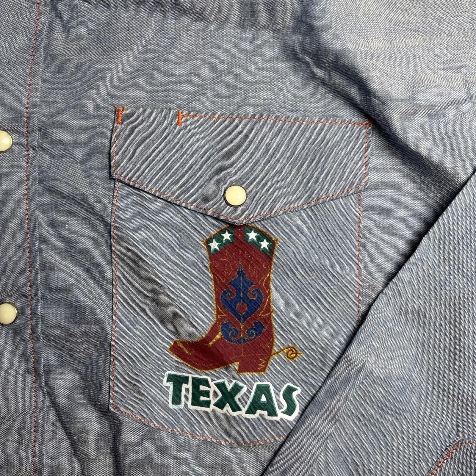 Wrangler Western Pearl Snap Shirt Mens XLT Button Blue Long Sleeve Size US XL / EU 56 / 4 - 2 Thumbnail