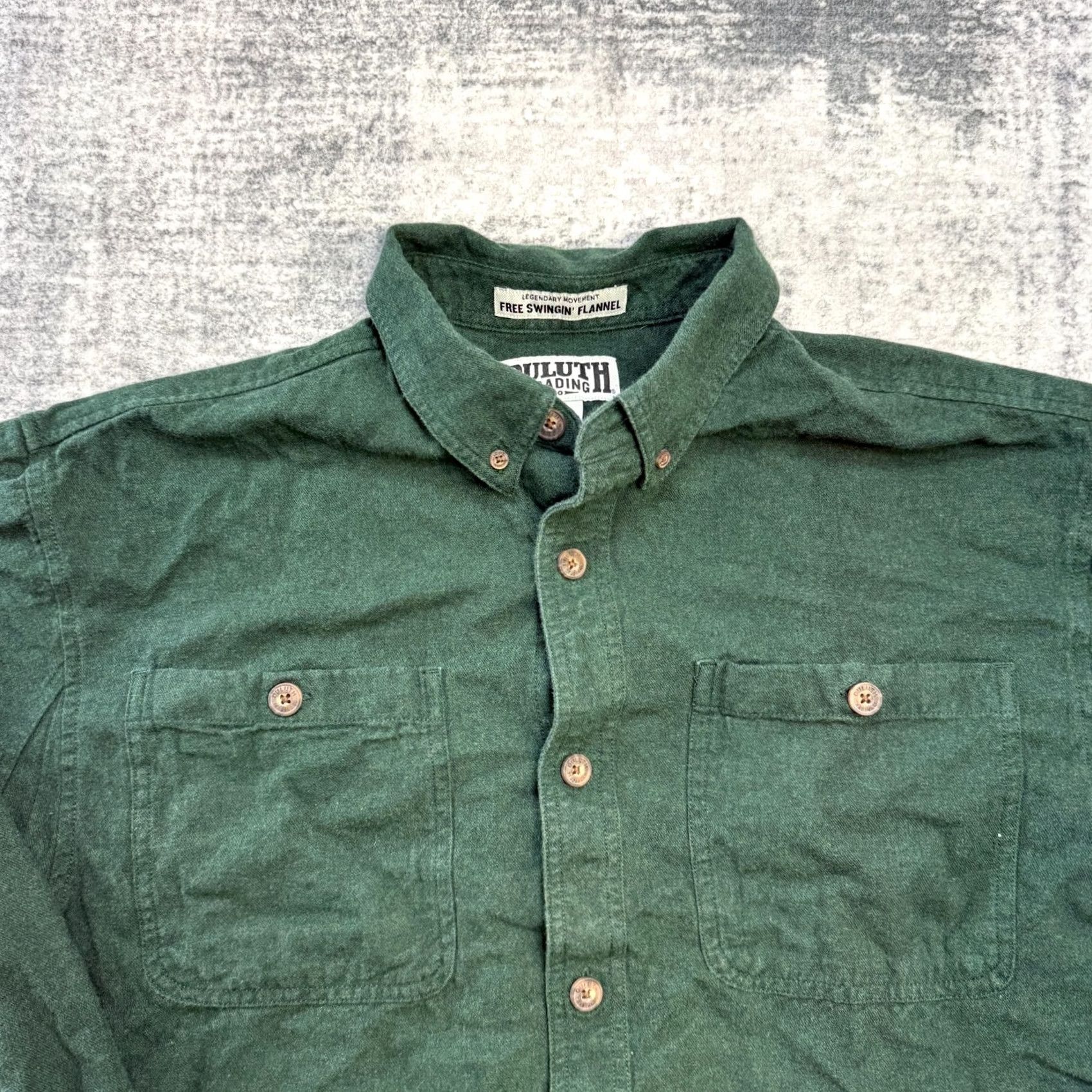 Vintage Duluth Shirt Mens Large Forest Green Button-Up Chore Flannel Casual Cotton Fall Green Mens Regular Long Sleeve Size US L / EU 52-54 / 3 - 3 Thumbnail