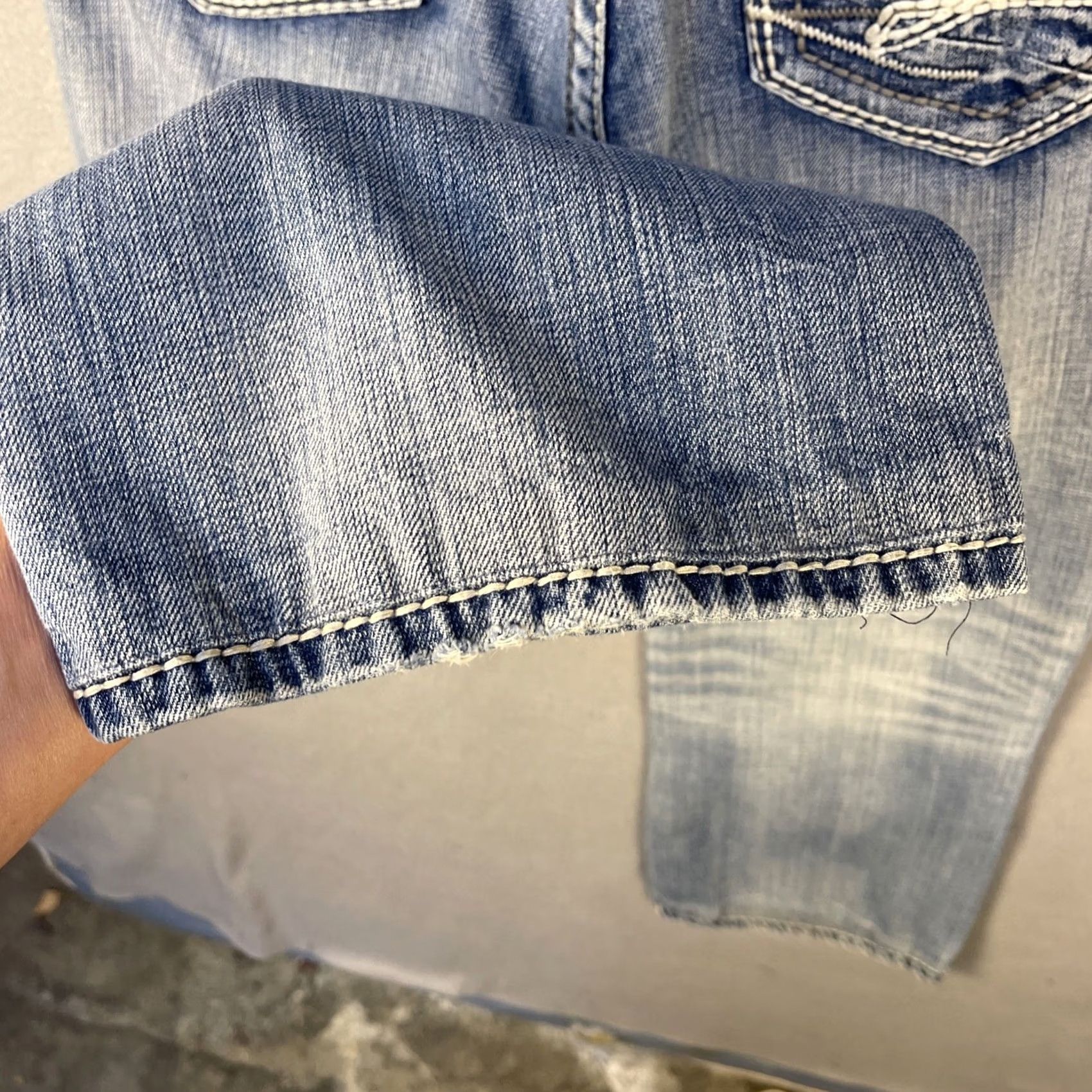 Denime Rock & Roll Cowboy Jeans 34x29 Mens Blue Denim Straight Relaxed Mid Rise 5-Pocket Denim Cotton Jeans Size US 34 / EU 50 - 7 Thumbnail