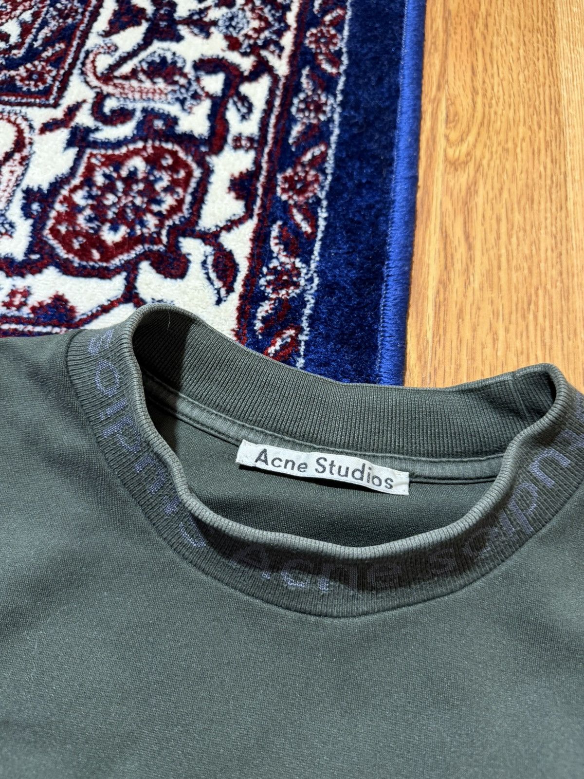 Acne Studios Acne Studios Navid Logo Collar T-Shirt - Dark Olive Green Size US M / EU 48-50 / 2 - 3 Thumbnail