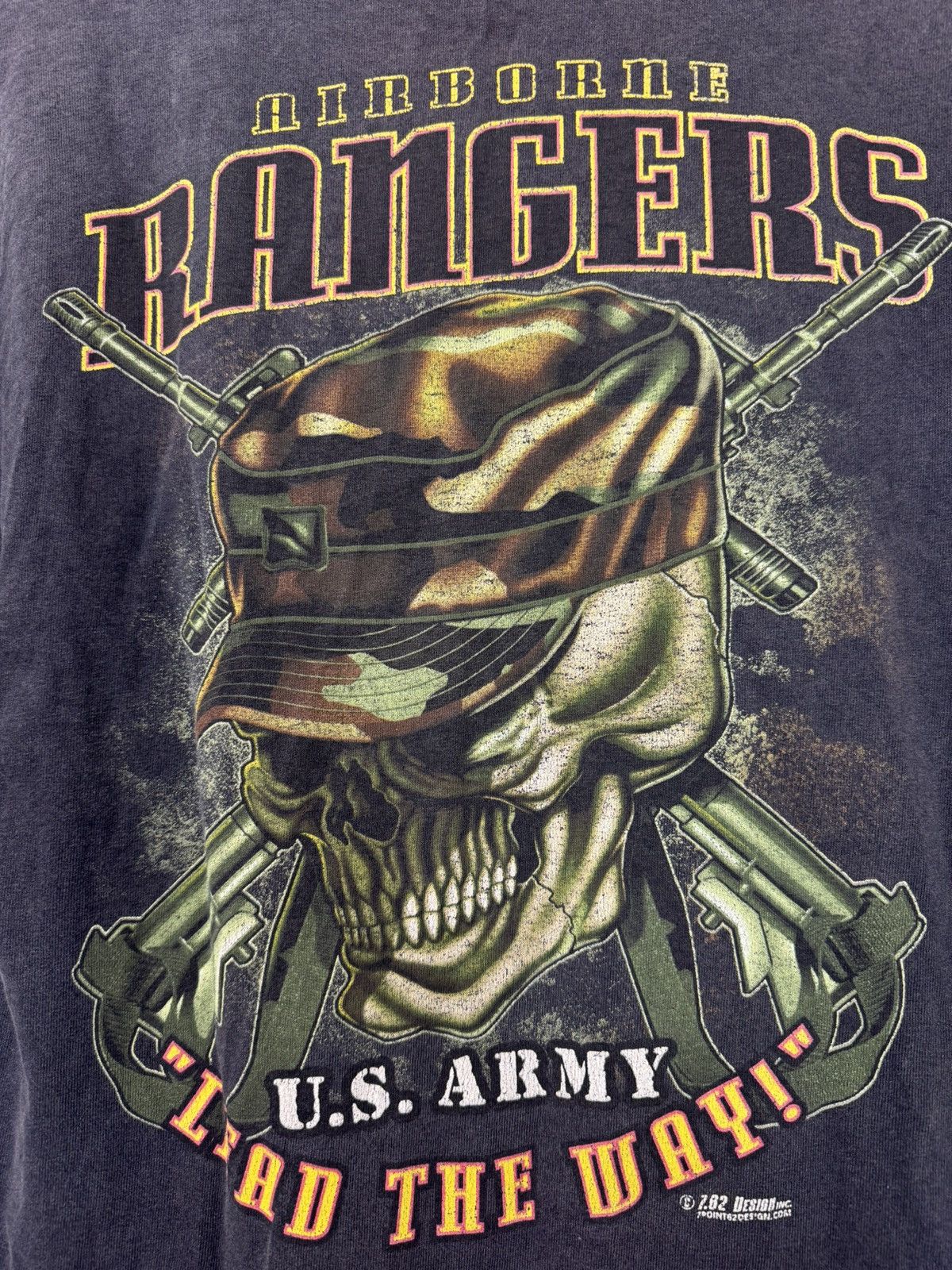 Vintage US Army Airborne Rangers Skull Logo Vintage Washed Tee Rare Size US M / EU 48-50 / 2 - 3 Thumbnail