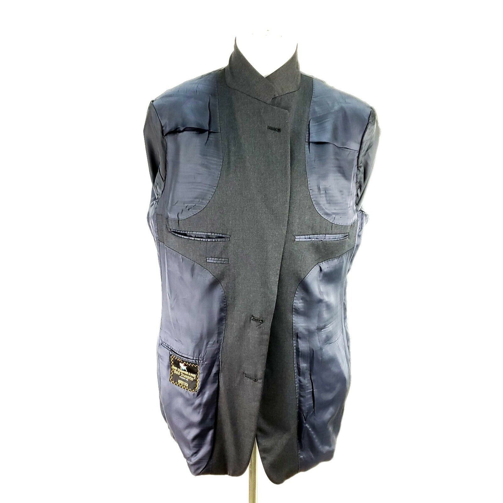 Hart Schaffner Marx Hart Schaffner Marx Gold Trumpeter 2 Button 40R Gray Wool Bl Size 40R - 9 Thumbnail