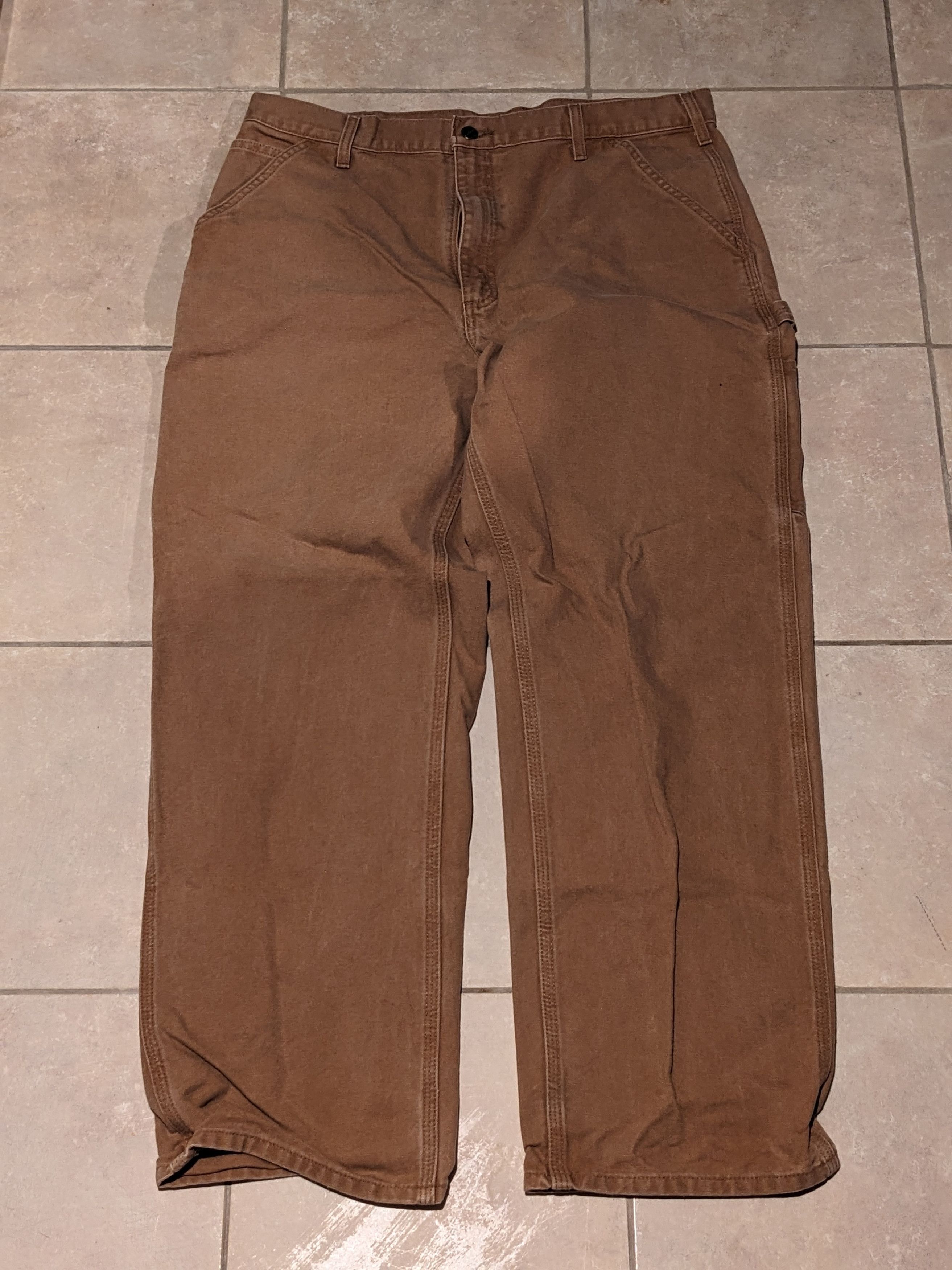 Carhartt × Vintage Vintage Carhartt 38 x 32 Cargo Brown Canvas Pants Size US 38 / EU 54 - 5 Thumbnail