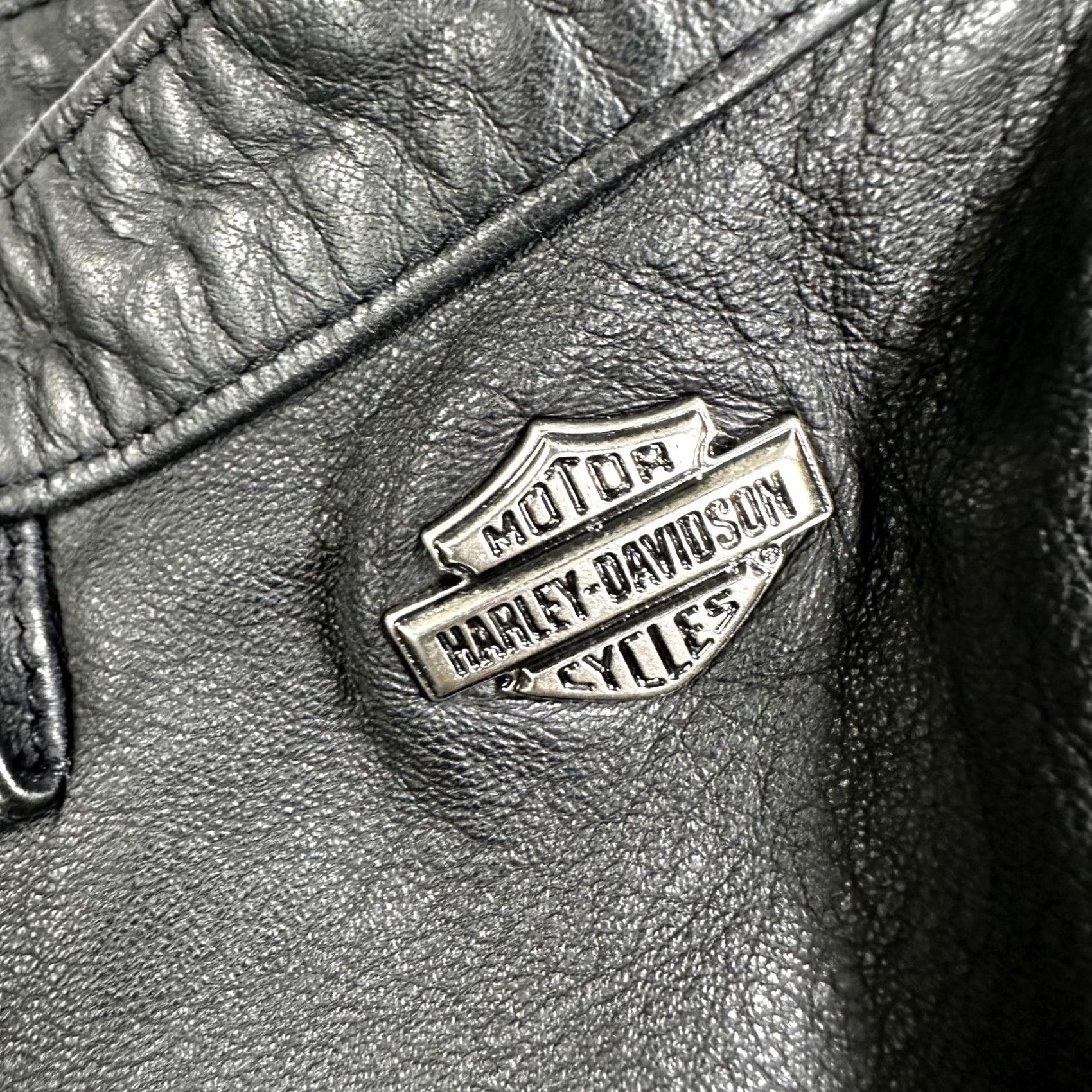 Harley Davidson VINTAGE Harley-Davidson Leather Nylon Pants Womens 30/2 Black Lined Stretch Biker Riding Size 30" / US 8 / IT 44 - 2 Thumbnail