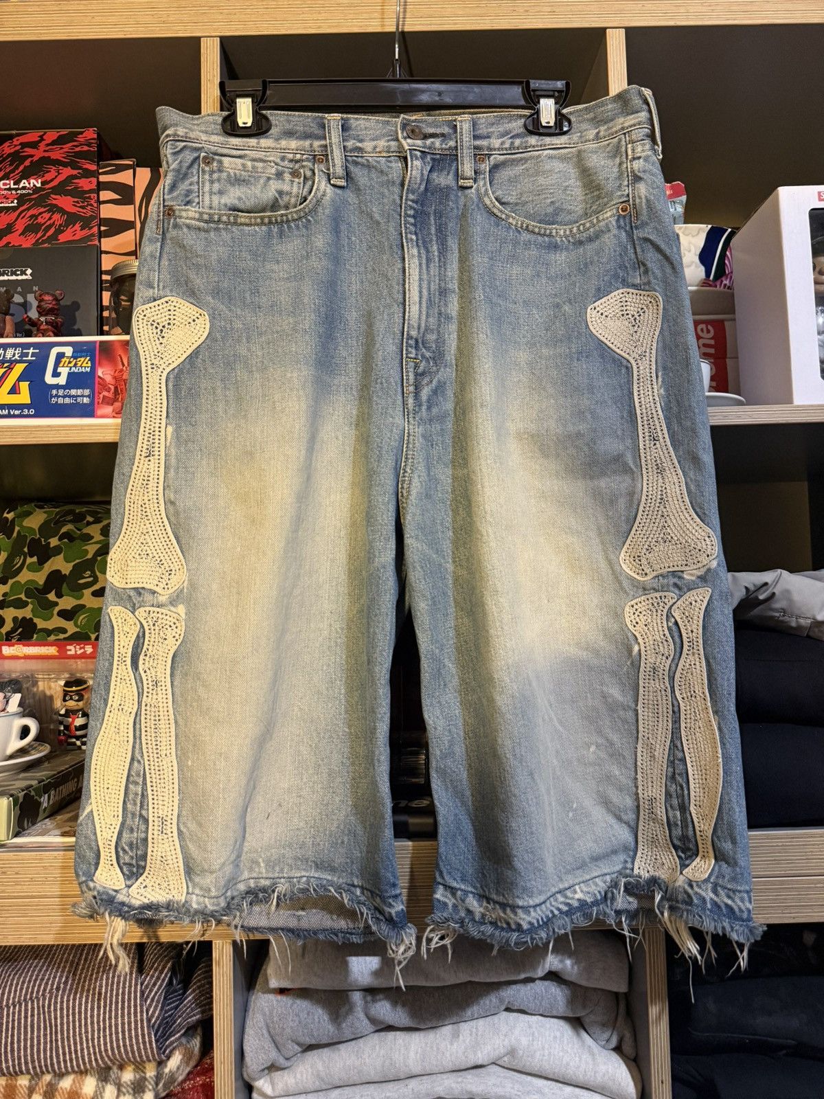 Kapital Kapital Light Wash Denim Bone Shorts Size US 32 / EU 48 - 2 Thumbnail