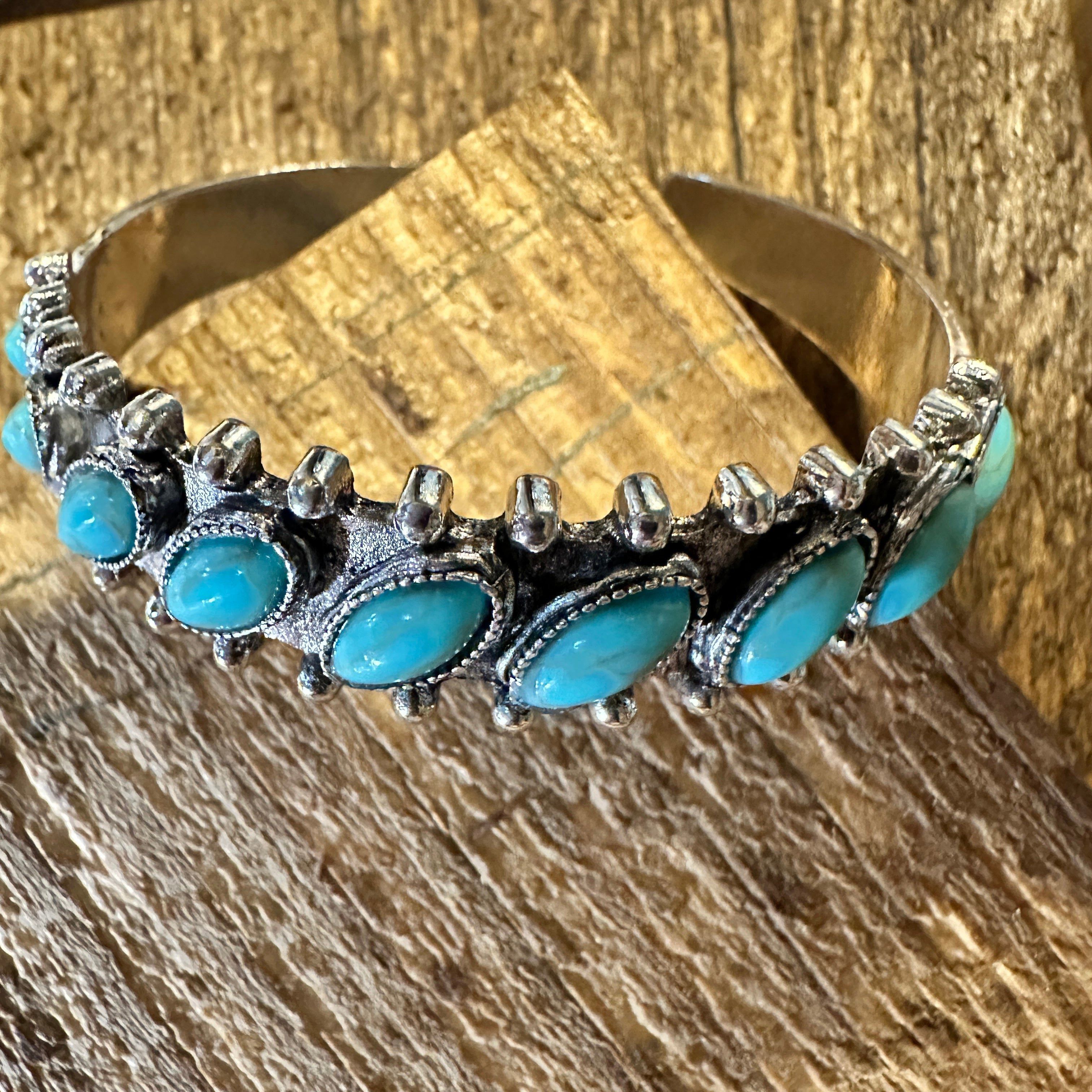 Other Boho Chic Vintage Southwestern Turquoise Open Cuff Bangle, T Size ONE SIZE - 8 Thumbnail