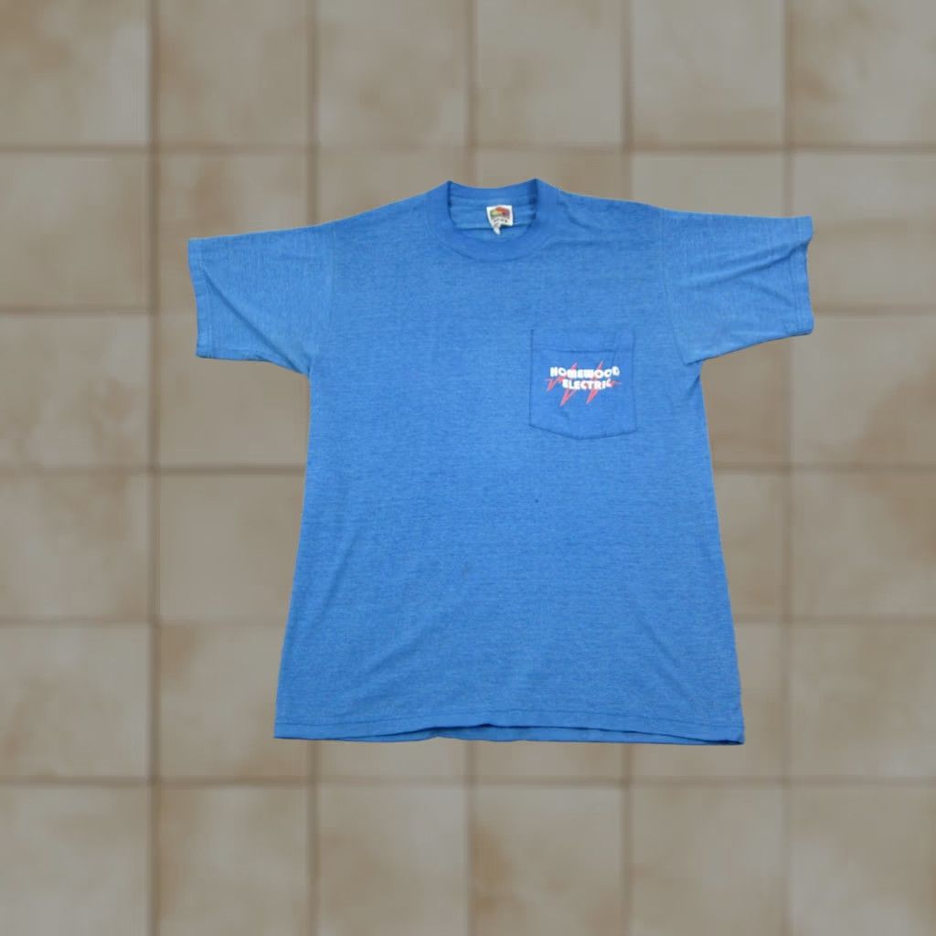 Fruit Of The Loom VINTAGE Fruit of the Loom Shirt Mens Medium Blue Pocket Electrician Electric 90s Size US M / EU 48-50 / 2 - 1 Thumbnail