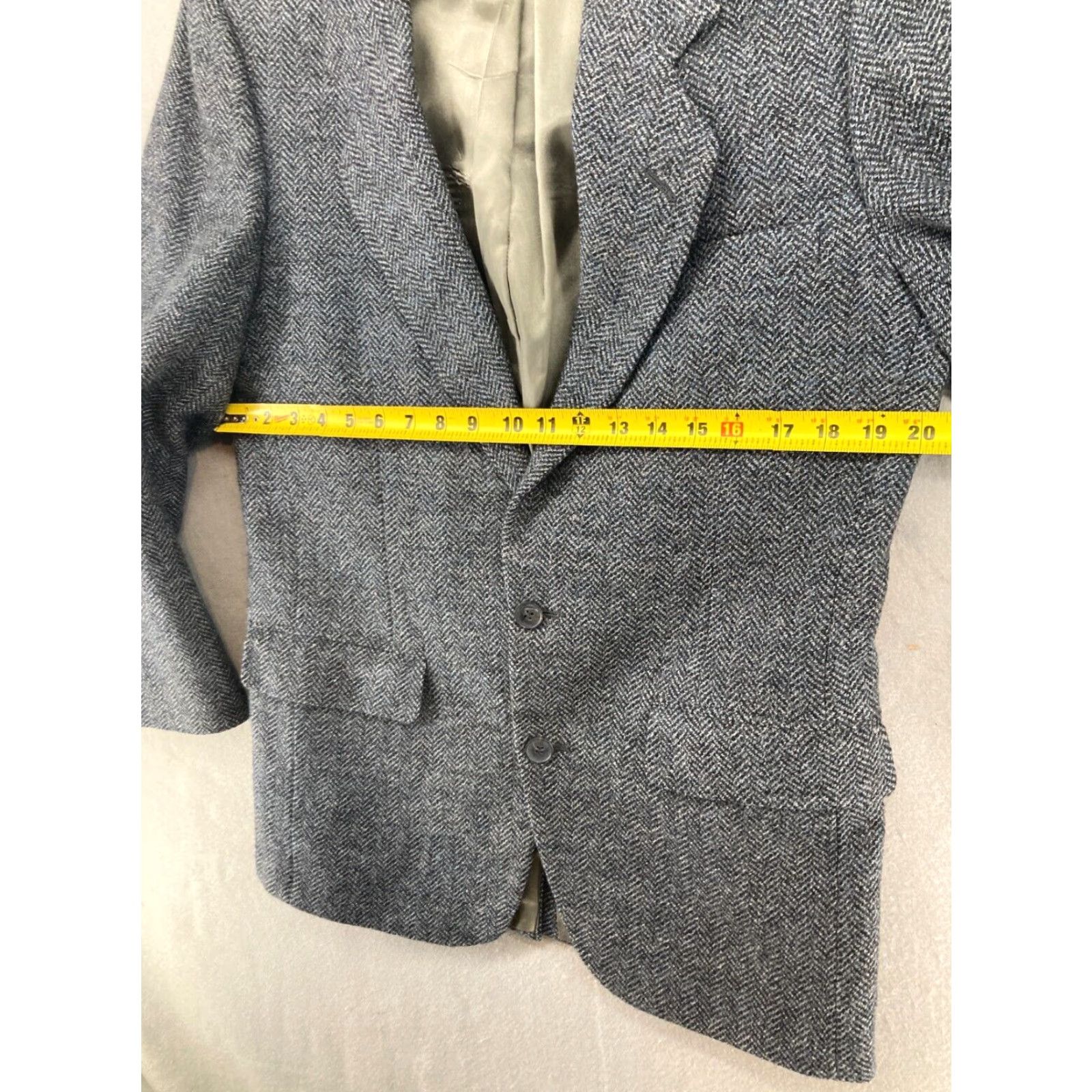 Vintage VINTAGE Nino Cerruti Suit Jacket Blue Wool Herringbone Business Classic Fit L Mens Size 42R - 2 Thumbnail