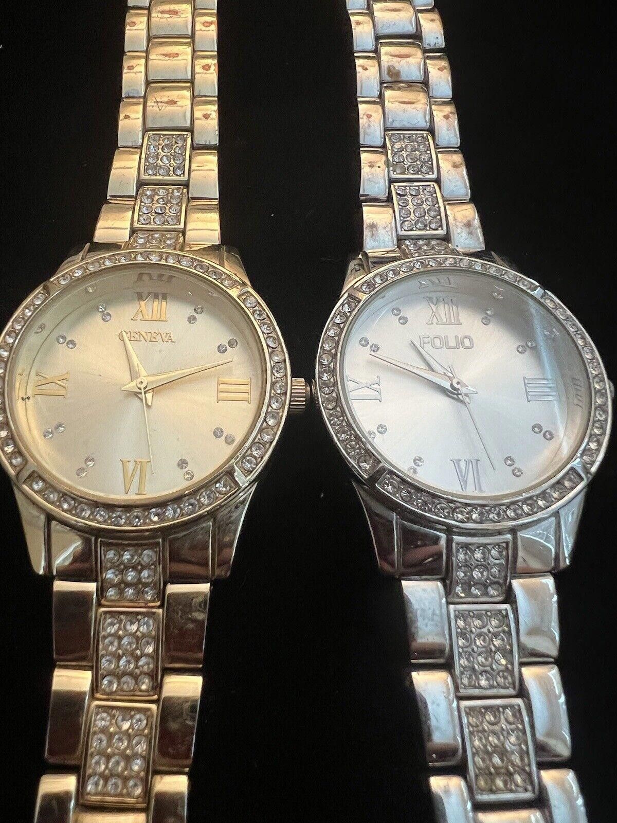 Geneva 2 Ladies Watches Gold Tone Geneva & Silver Folio Size ONE SIZE - 1 Thumbnail