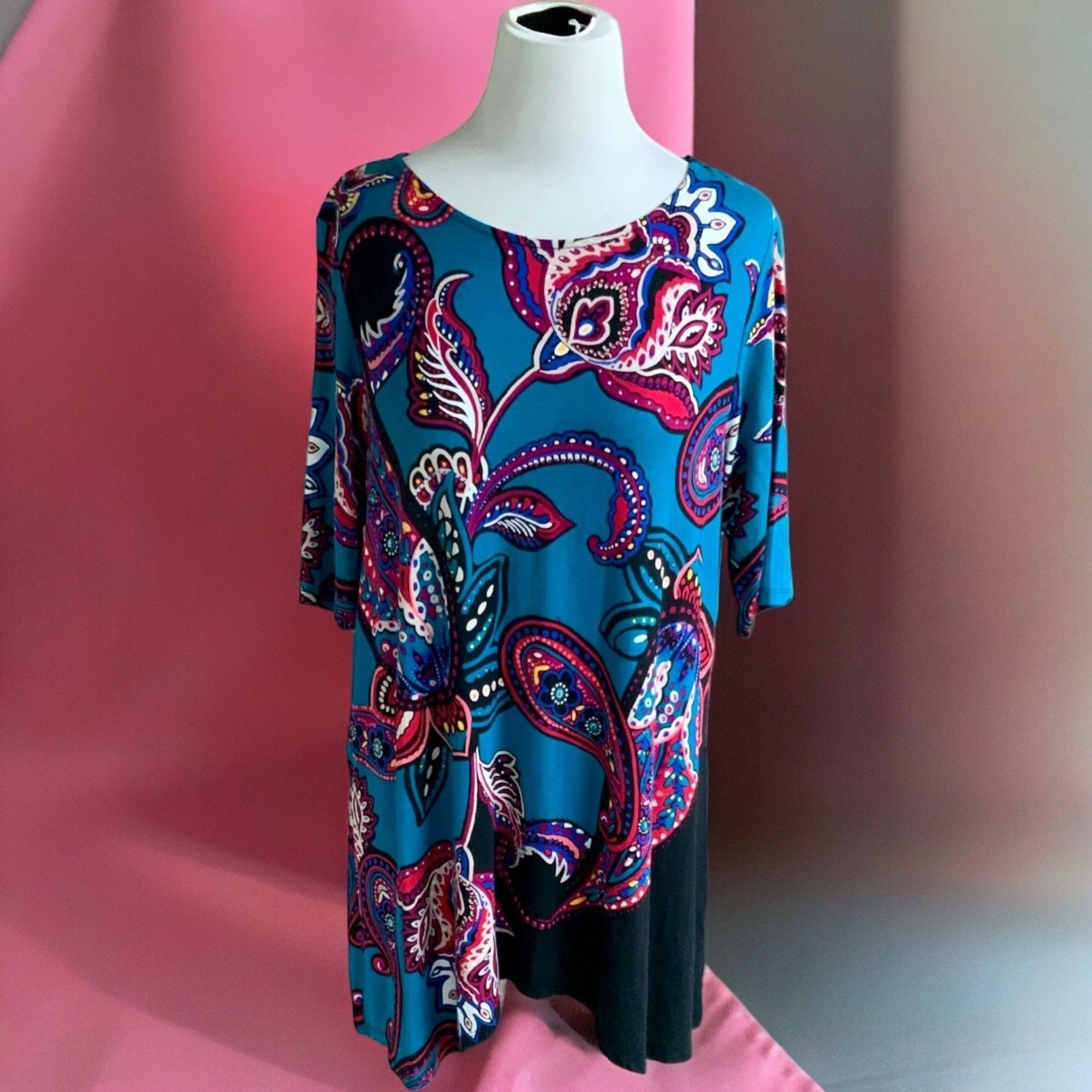 Designer Dana Buchman Short Sleeve Paisley Print Tunic Medium Size M / US 6-8 / IT 42-44 - 7 Thumbnail