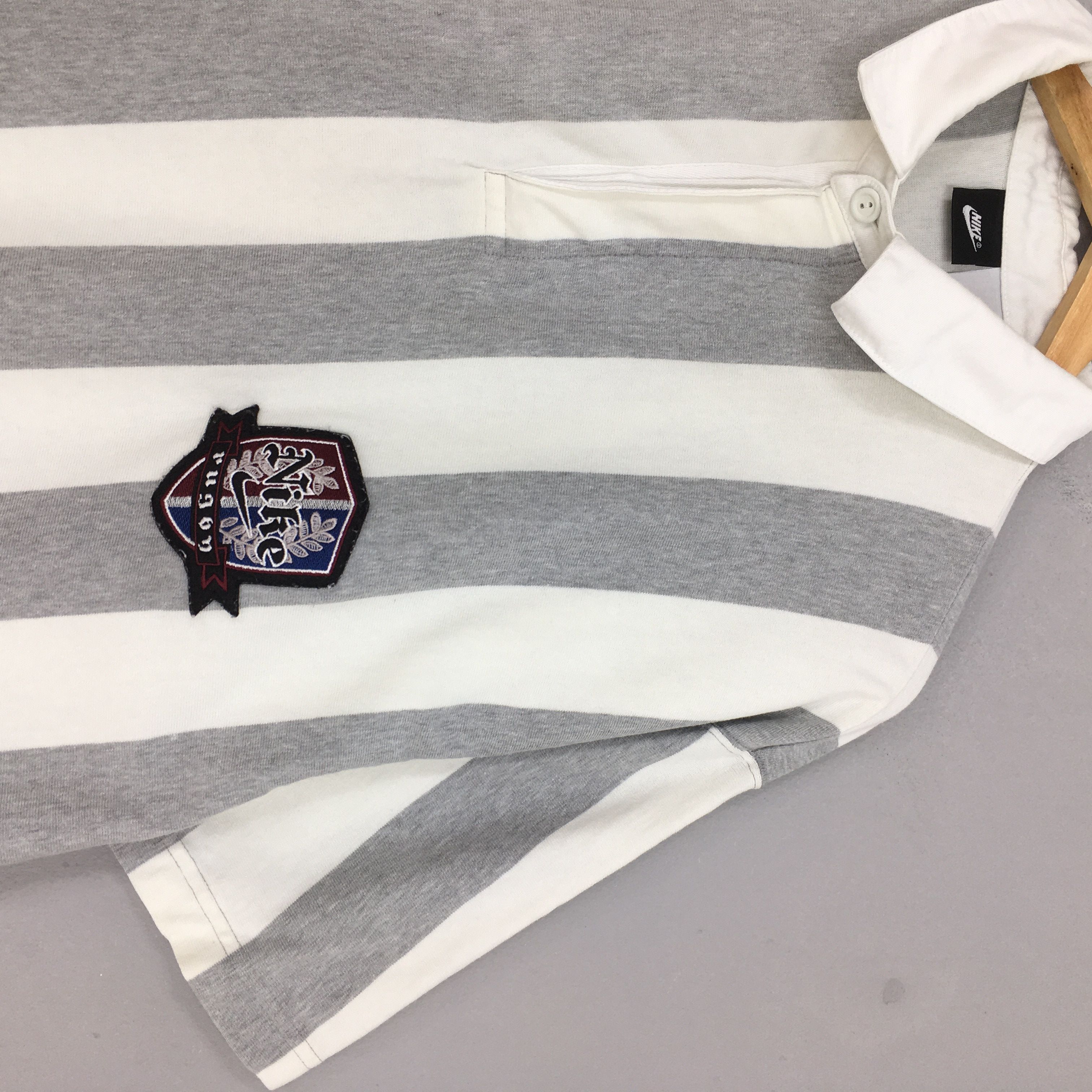 NFL × Vintage Vintage 90's Nike Striped Rugby Polo Shirt Medium Size US M / EU 48-50 / 2 - 2 Thumbnail