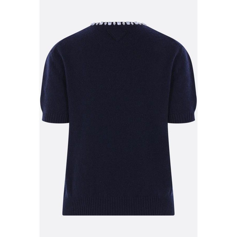 Prada PRADA Blue Wool Cashmere Short Sleeve Sweater New & Authenti Size M / US 6-8 / IT 42-44 - 2 Thumbnail