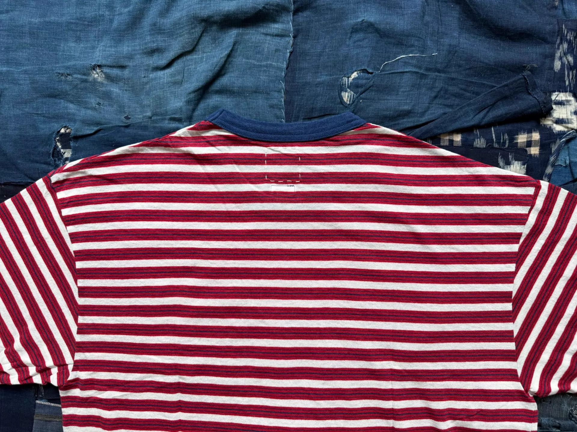 Visvim visvim 26ss mondo border tee s/s fine wool striped red 3 Size US L / EU 52-54 / 3 - 5 Thumbnail