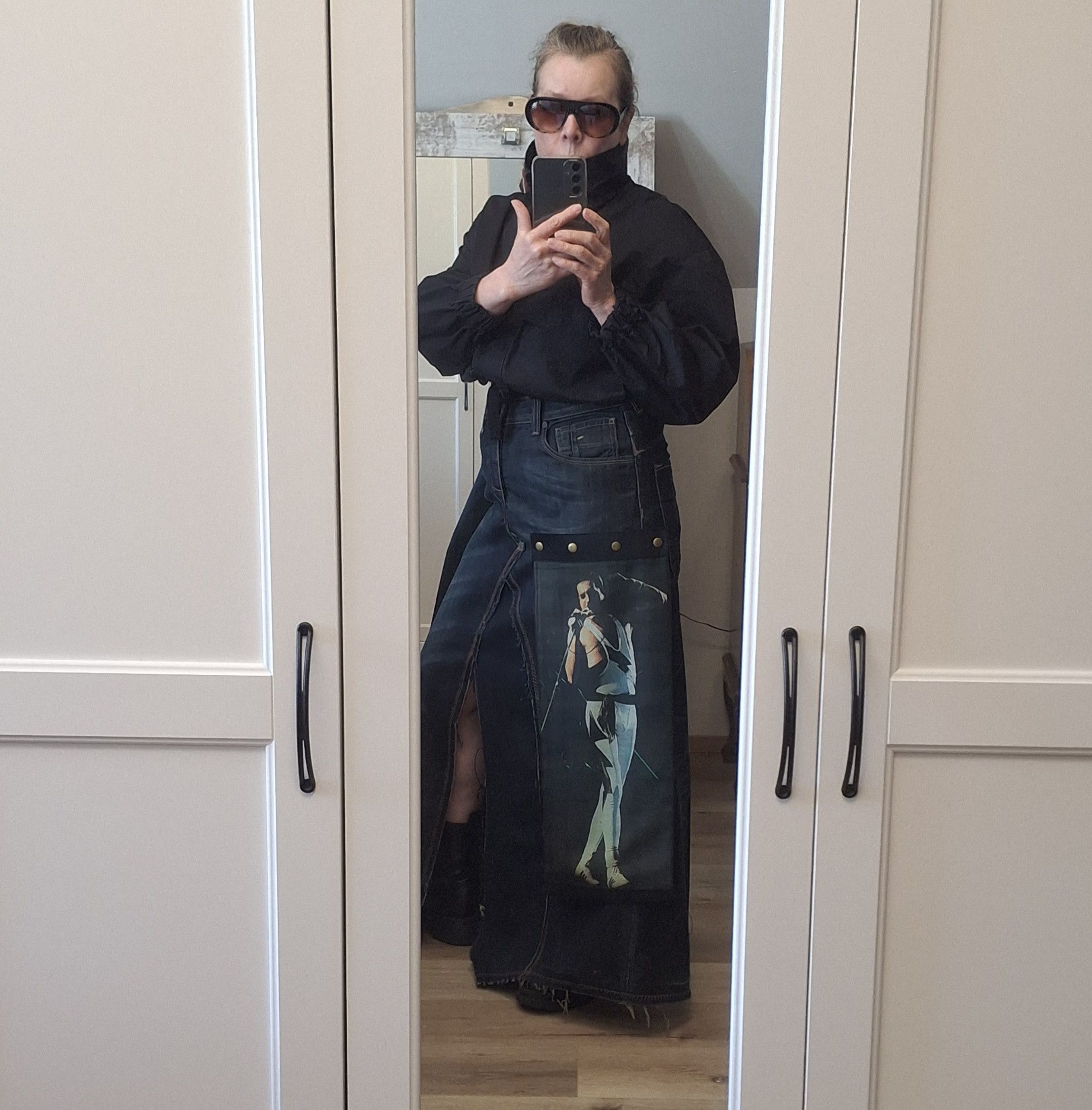 handvaerk Y2K Reworked Denim Maxi Kilt Skirt with Detachable Panel Size 34" / US 12 / IT 48 - 10 Thumbnail