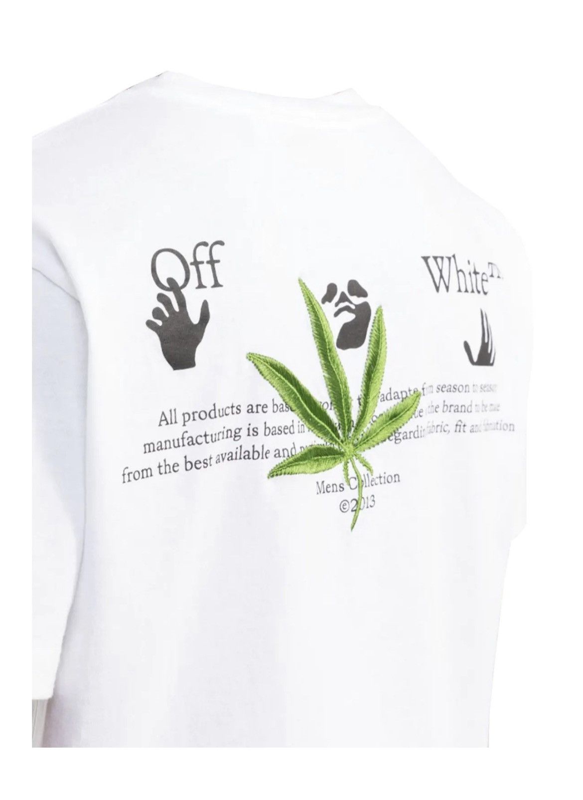 image of Off White Off-White Weed Hands T Shirt, Men's (Size Large)