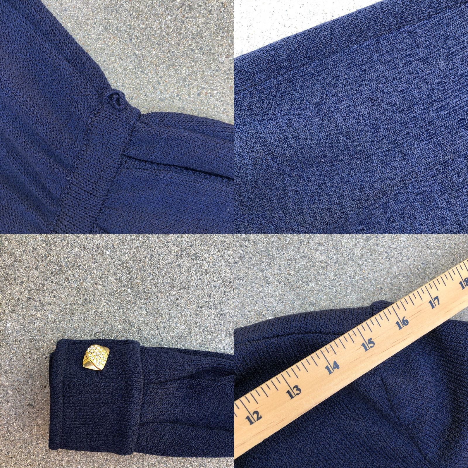 Vintage VTG ST JOHN Collection Marie Gray Santana Knit Jumpsuit Romper Blue Designer Size 26" / US 2 / IT 38 - 8 Thumbnail