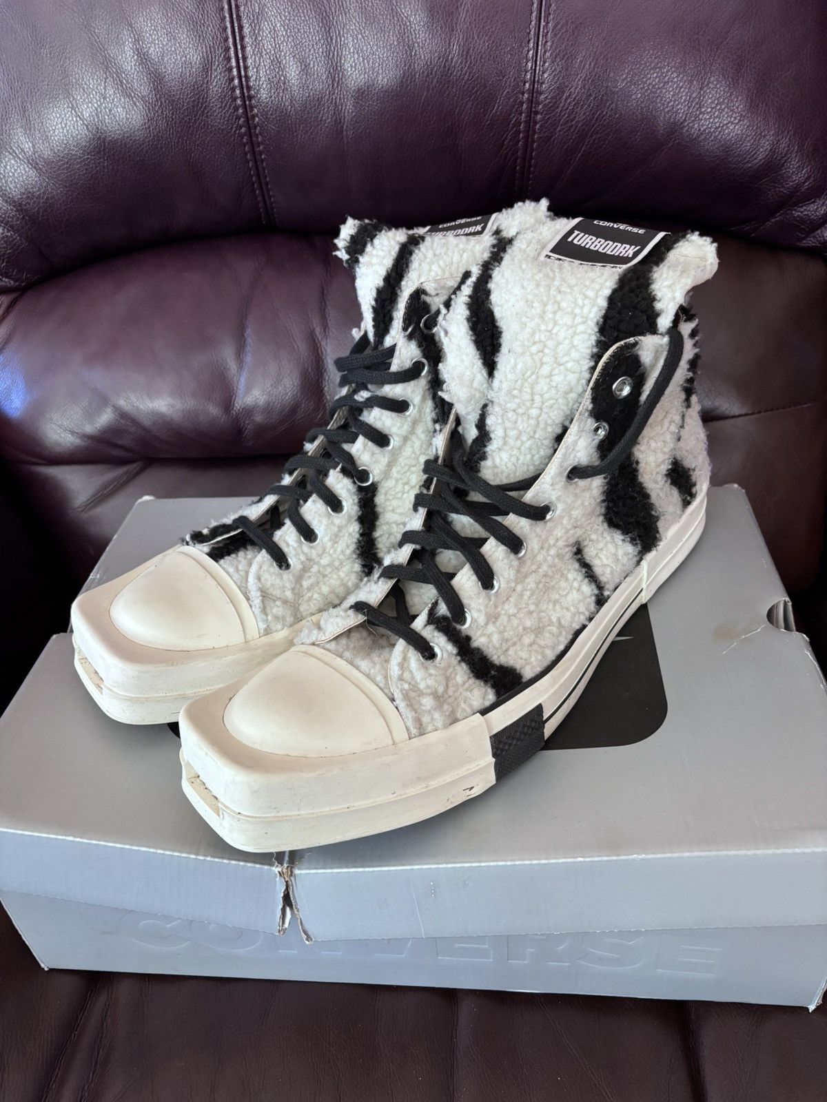 RICK OWENS DRKSHDW ハット ストライプ ゼブラ柄 白 黒 Black Rick Owens DRKSHDW Abstract High | SVD
