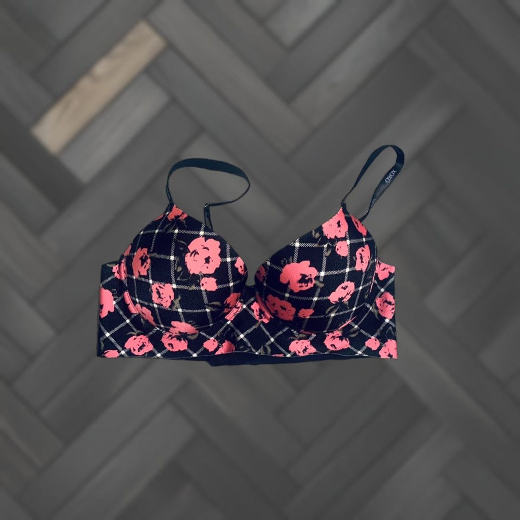 XOXO XOXO Bra Push Up 34B Black Floral Design Womens Underwire Back Closure 34 Band Size Regular Size ONE SIZE - 1 Thumbnail
