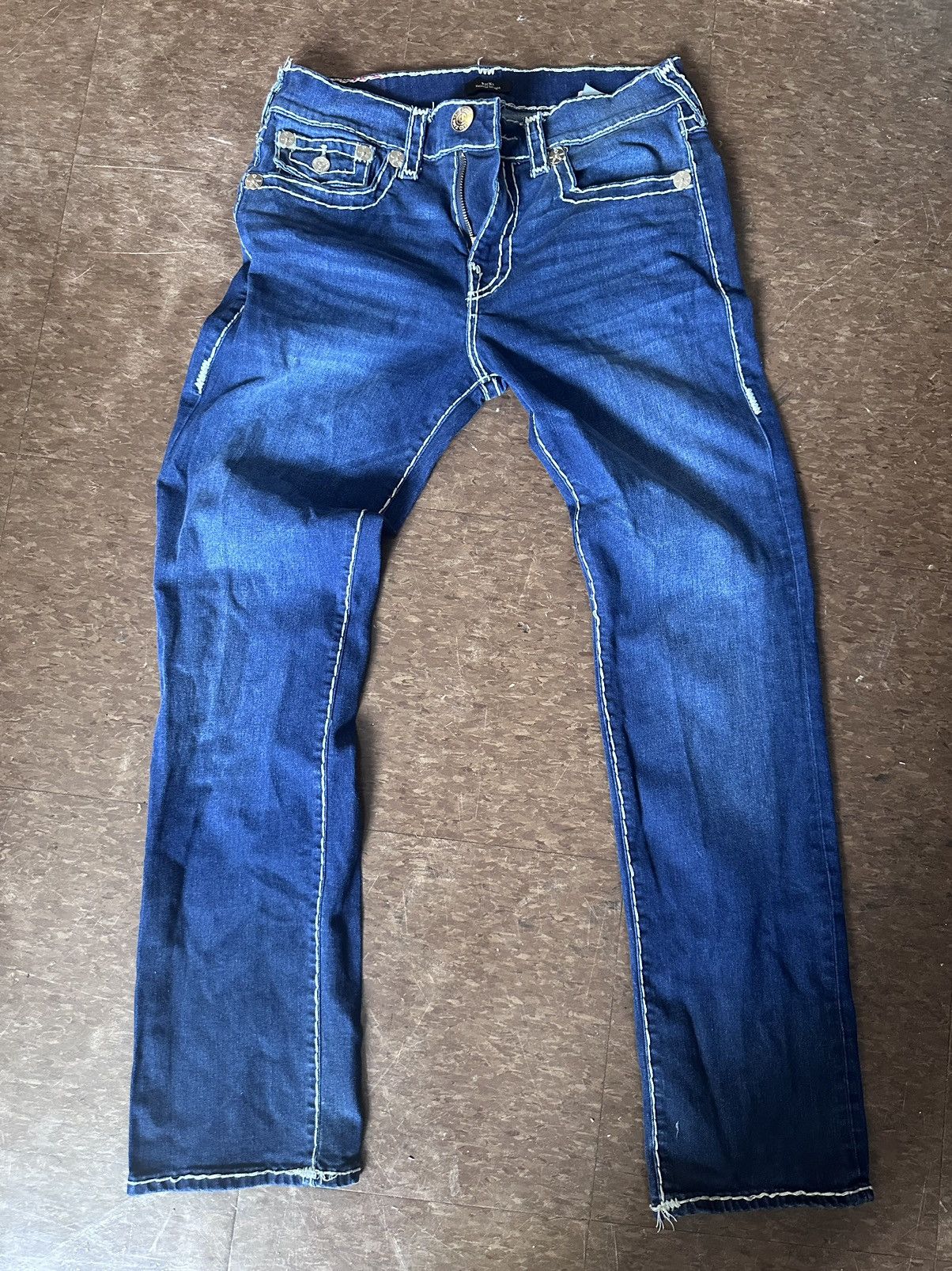 image of True Religion Ricky Relaxed Straight Blue Jeans, Men's (Size 33)