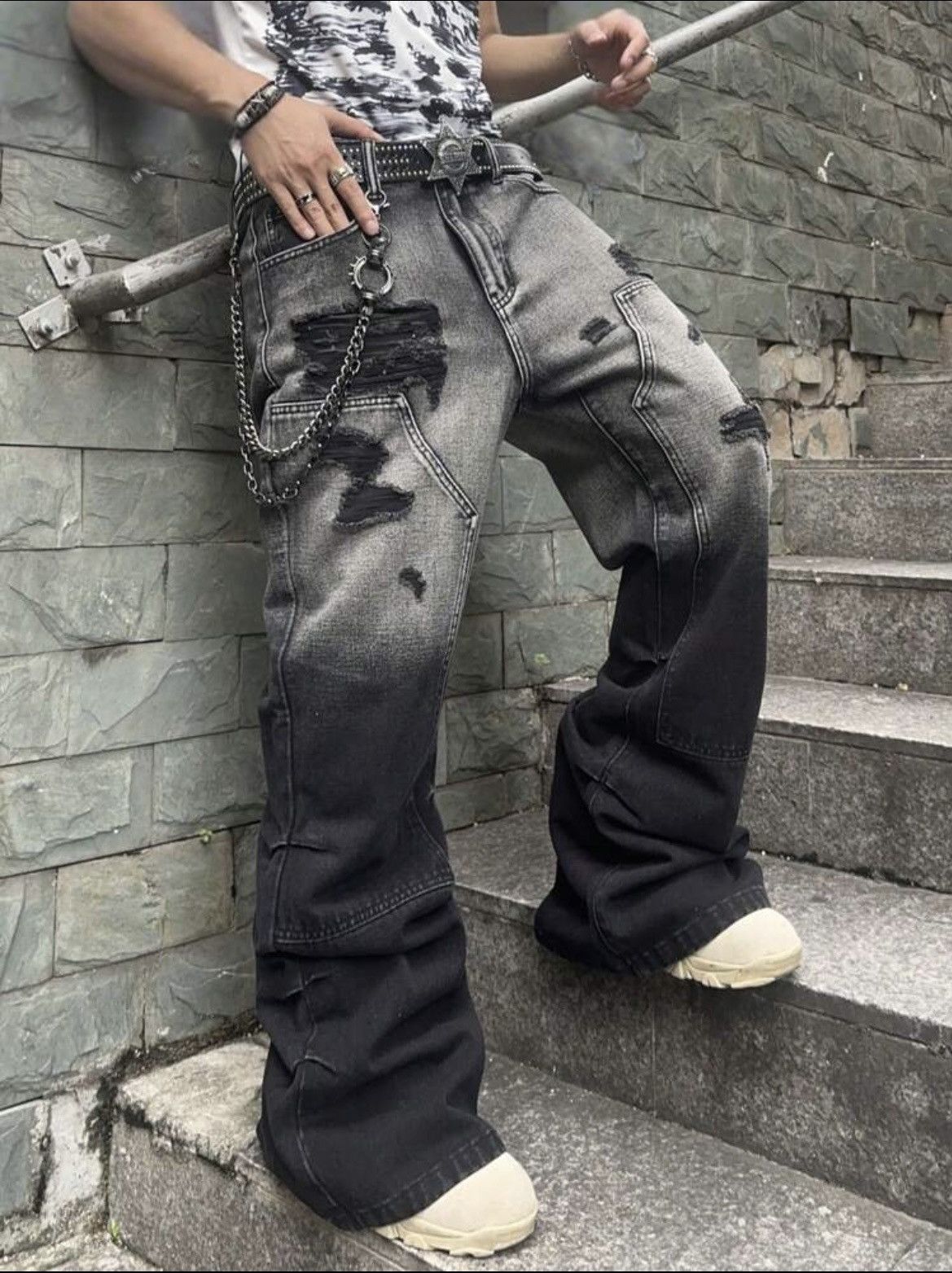 Other Y2k ripped baggy flared jeans Size US 34 / EU 50 - 6 Thumbnail