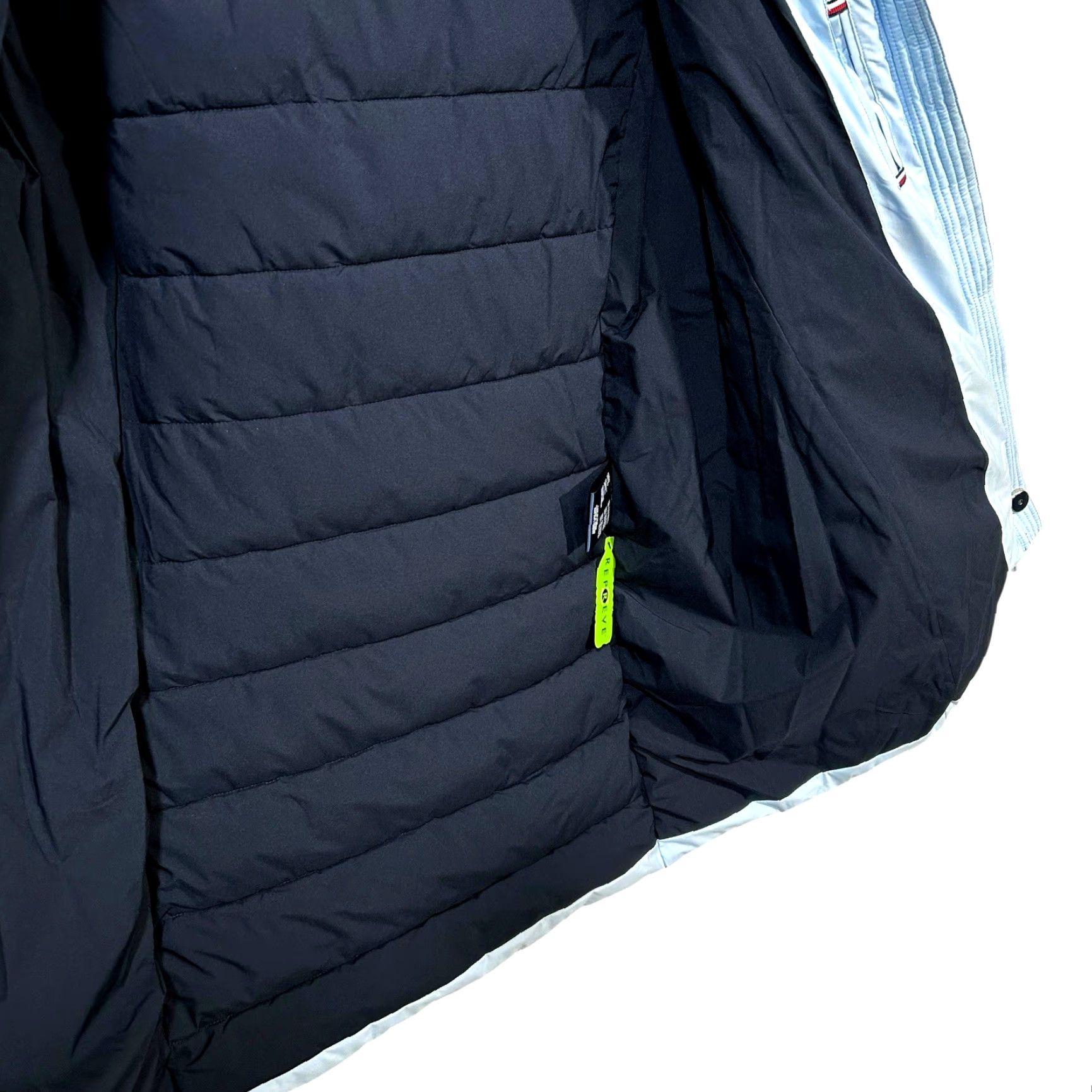 Tommy Hilfiger Tommy Hilfiger Womens Long Puffer Jacket Winter Coat XL Light Blue Zip Pockets Coat Womens XL Blue Quilted Hooded Removable Hood Puffer Jacket Size XL / US 12-14 / IT 48-50 - 7 Thumbnail