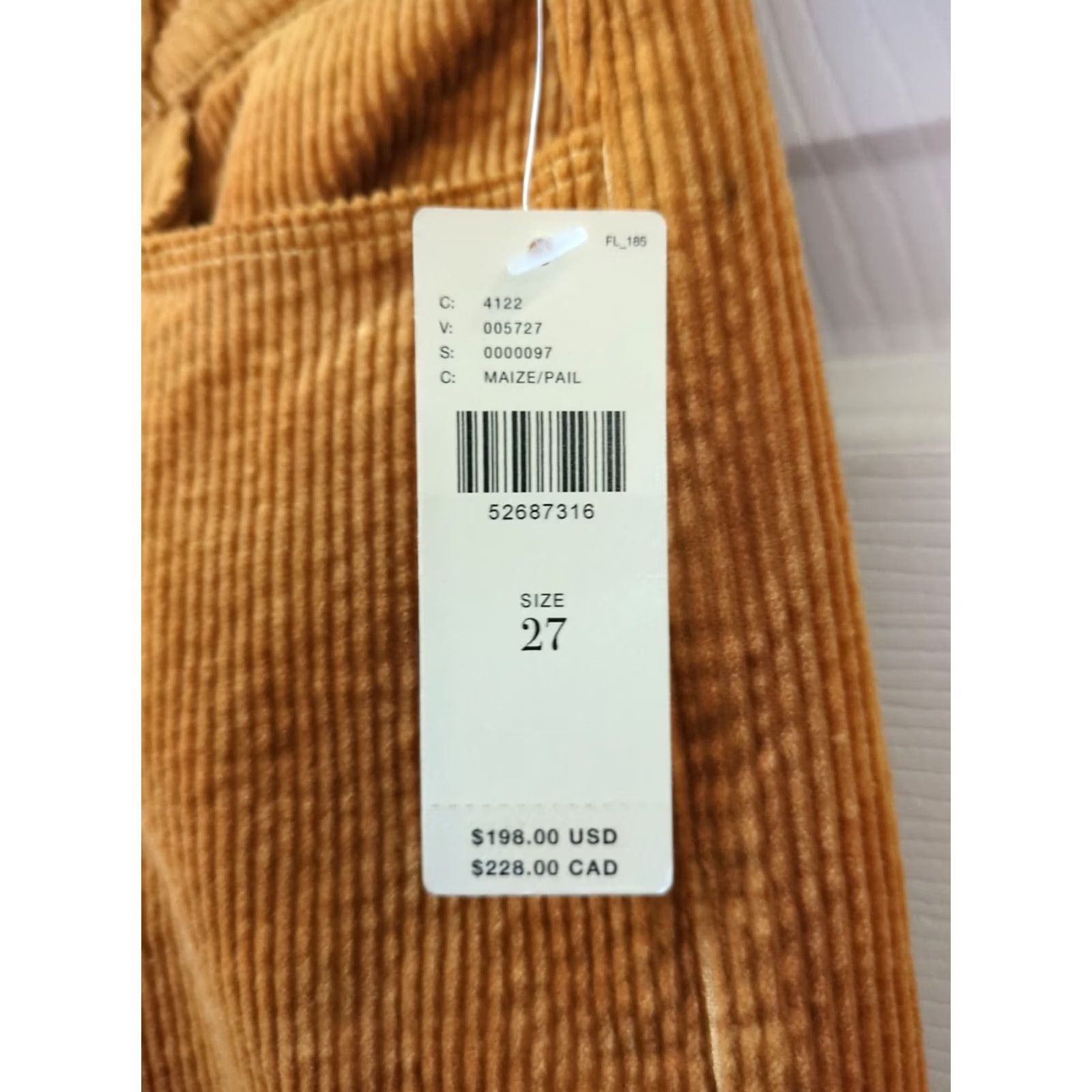 Paige Paige Skinny Corduroy Pants Marigold Women Sz 27 NWT Hoxton Ankle Corduroy Jeans Size 27" / US 4 / IT 40 - 2 Thumbnail