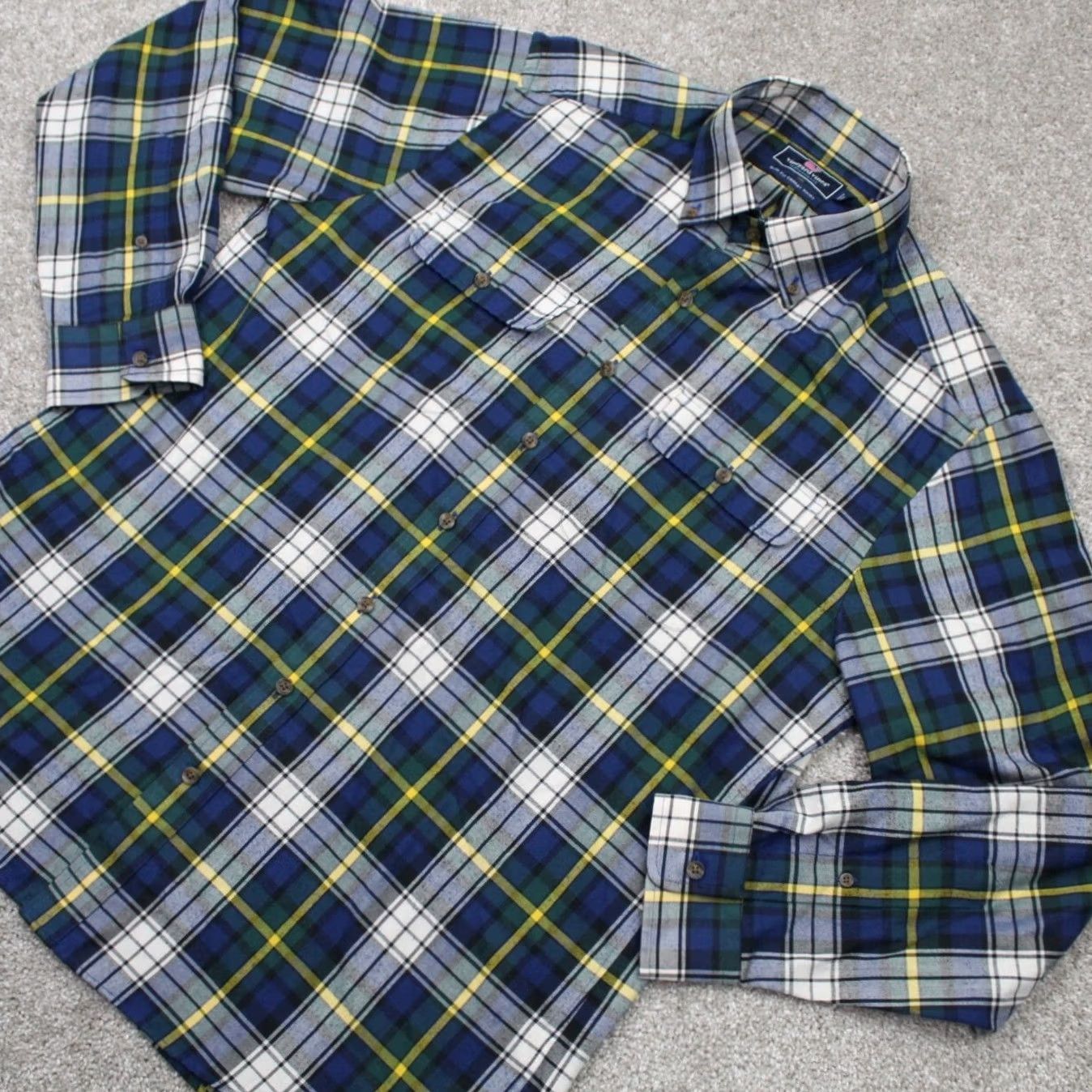 Vineyard Vines Vineyard Vines Shirt Men Large Blue/Yellow/White Slim Fit Crosby L/S Button-Up Plaid Size US L / EU 52-54 / 3 - 3 Thumbnail