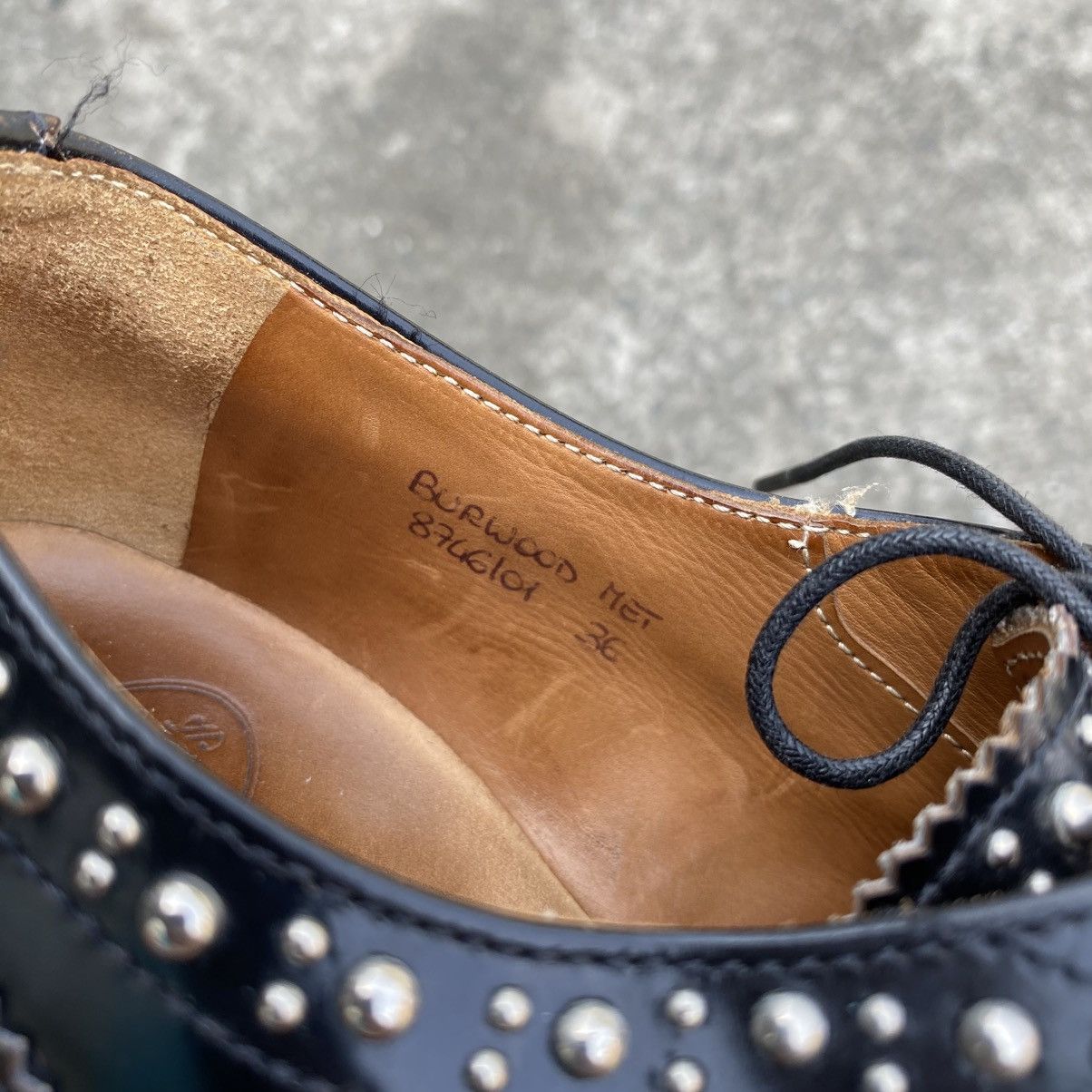 Church's Church’s Burwood Met Studded Glossed-Leather Brogues Size US 6 / EU 39 - 8 Thumbnail