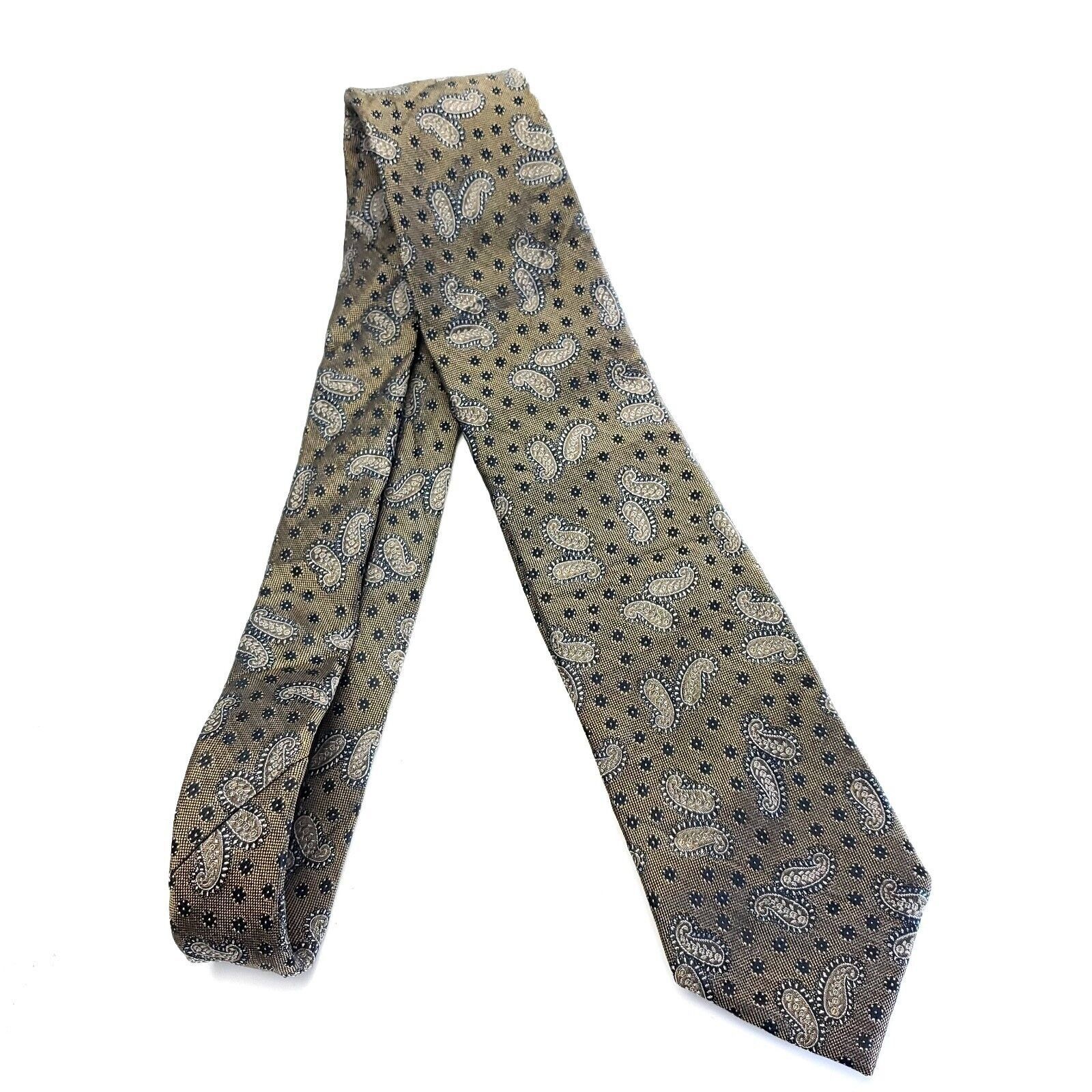 Saks Fifth Avenue Black Saks Fifth Avenue Beige Paisley Woven Silk Tie Size ONE SIZE - 6 Thumbnail