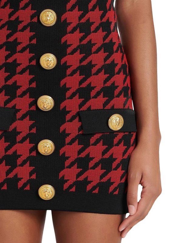 Balmain o1y0525 Mini Dress in Red/Black Size S / US 4 / IT 40 - 2 Thumbnail