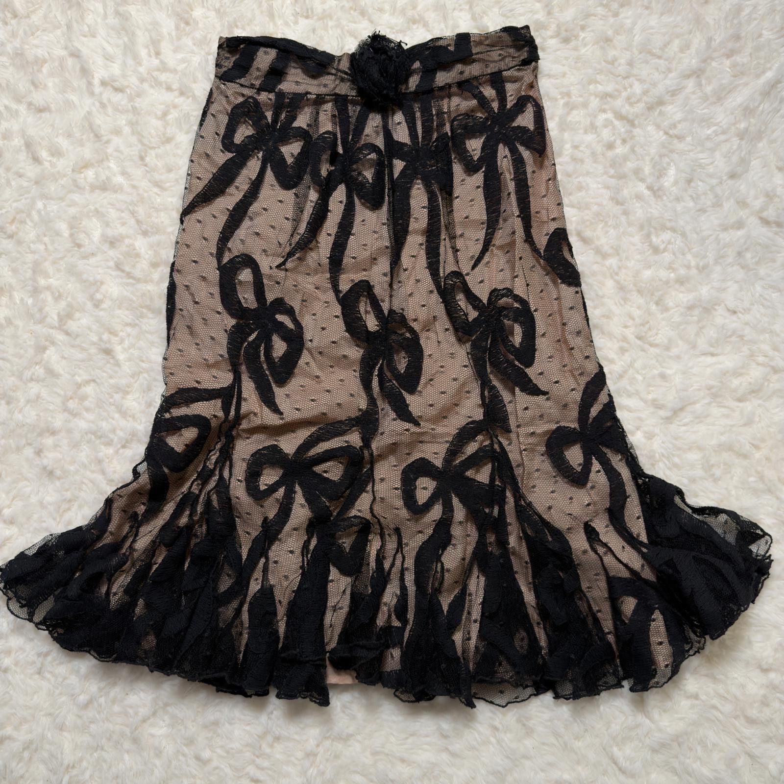 Other Vıntage Trelise Cooper Silk Lined Lace Bow Skirt Size 28" / US 6 / IT 42 - 1 Thumbnail