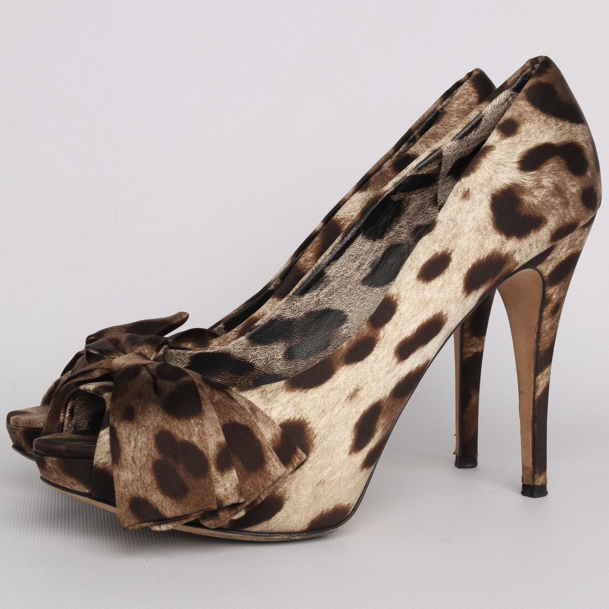 Dolce & Gabbana Dolce Gabbana Satin Leopard Print Heel Peep Toe Shoes Size US 9 / IT 39 - 2 Thumbnail