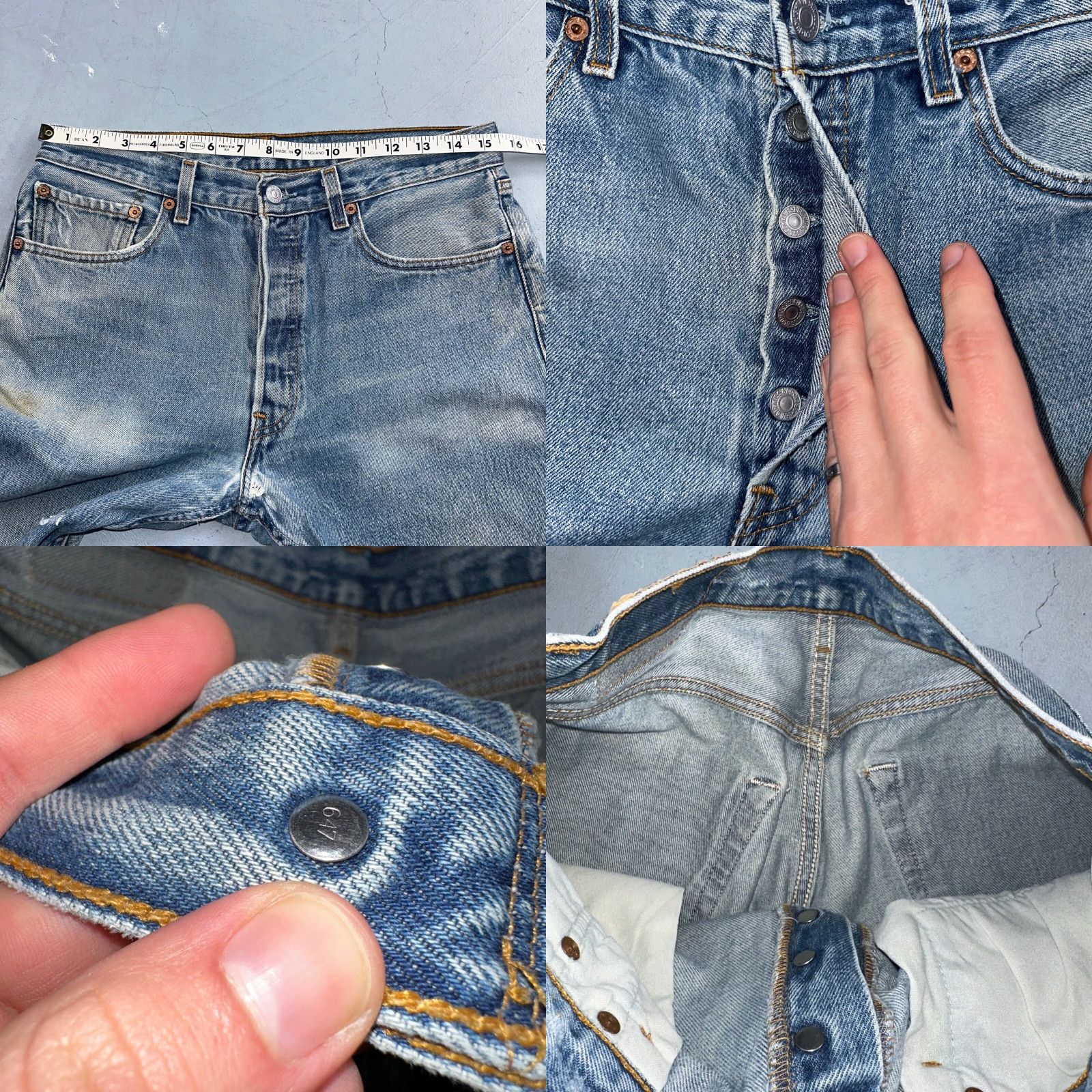 Levi's VINTAGE Levi's 501 Jeans Straight 90s USA Mens Blue Light Wash 33x32 501 Series Regular Denim Cotton-Blend Not-Available? Size US 33 - 8 Thumbnail