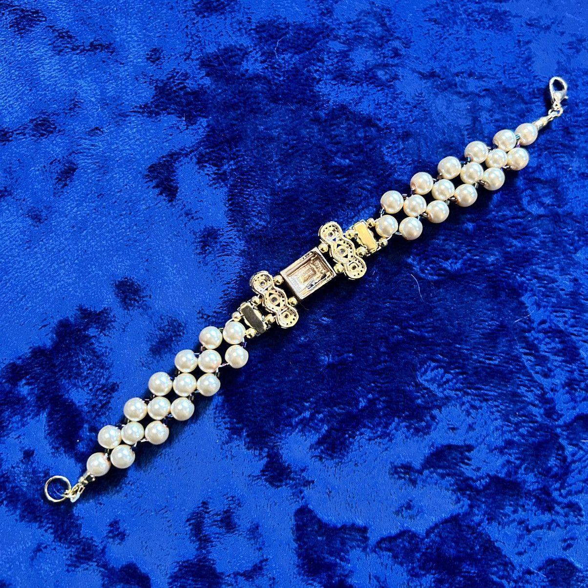 Handmade Handcrafted light champagne Czech glass pearl bracelet Size ONE SIZE - 8 Thumbnail